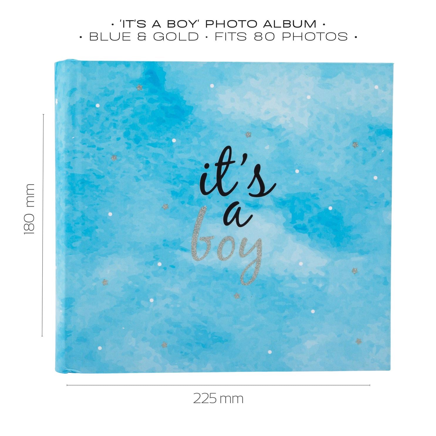 It's a Boy Photo Album with Silver Glitter Stars for Christening or Baby Shower Image 6