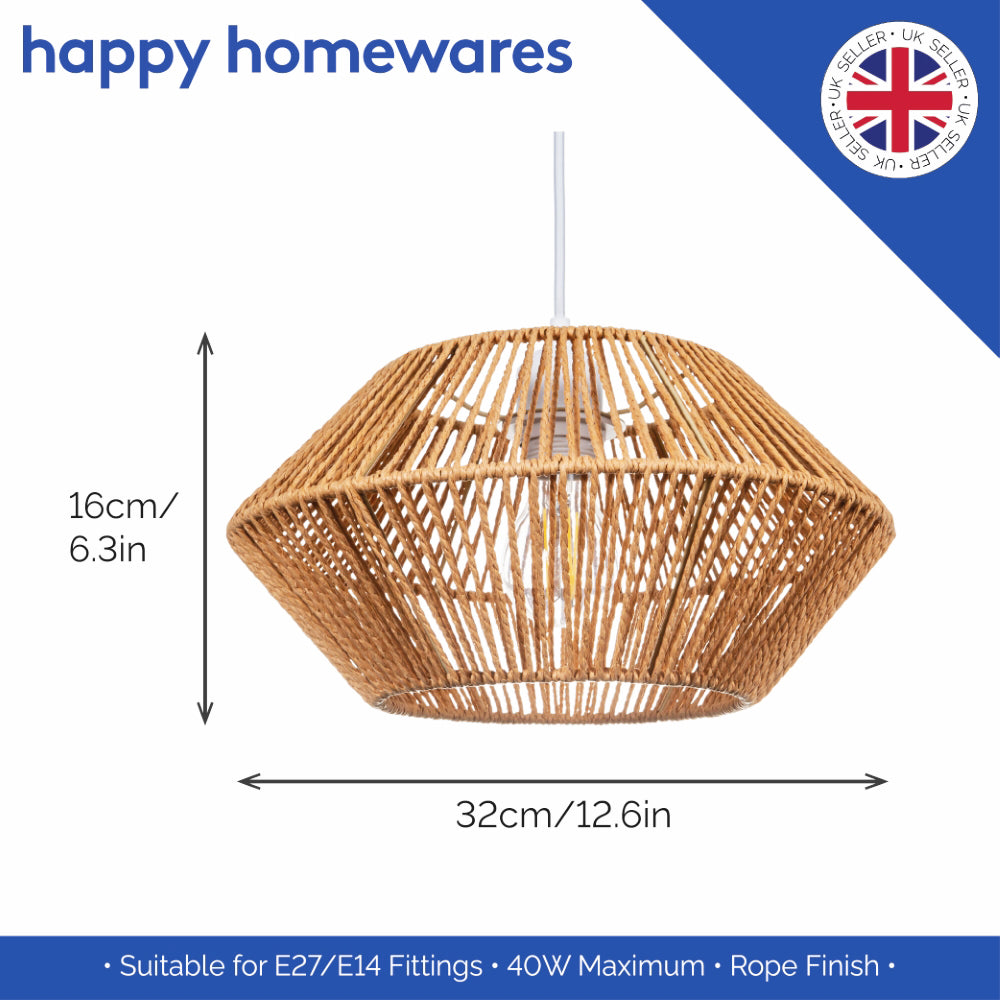 Chic Designer Super Eco-Friendly Natural Brown Paper String Easy Fit Light Shade Image 5