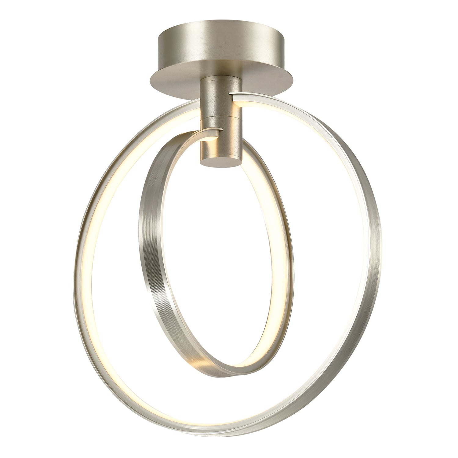 Modern Eye-Catching LED Ceiling Light in Brushed Nickel with Two Spherical Rings Image 2