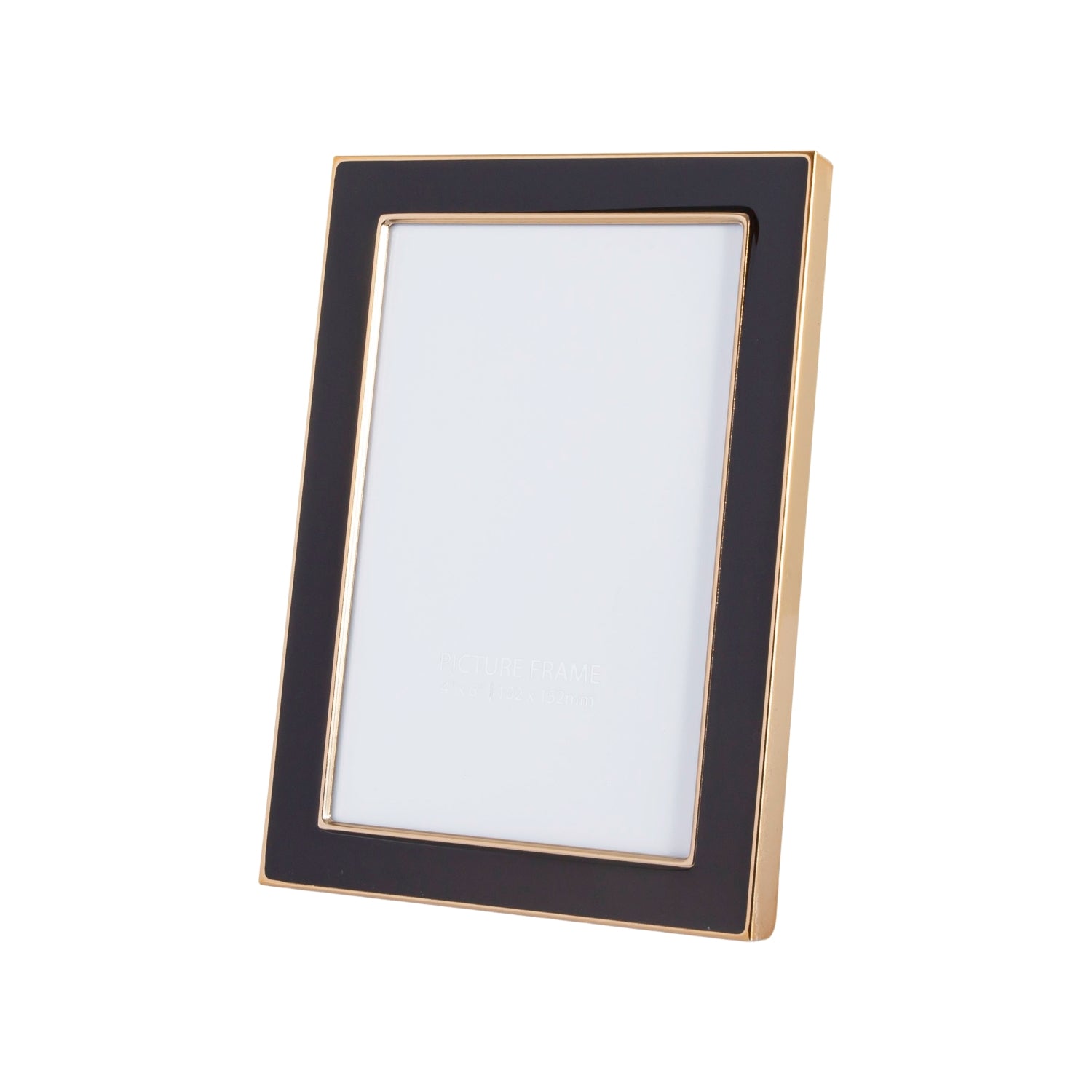 Modern Designer Shiny Gold Metal and Black 4x6 Picture Frame for Wall or Table Image 2