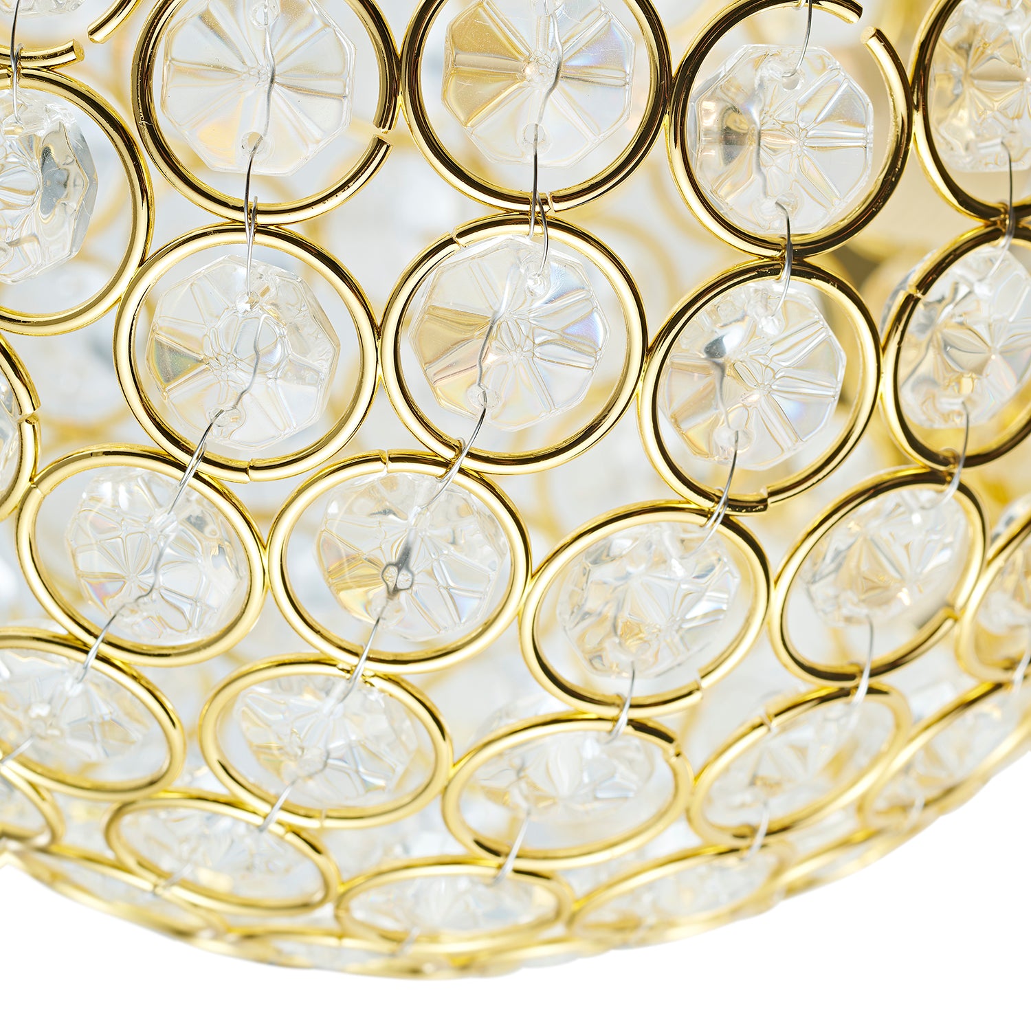 Modern Polished Gold and Beaded Glass IP44 Bathroom Ceiling Light Image 4