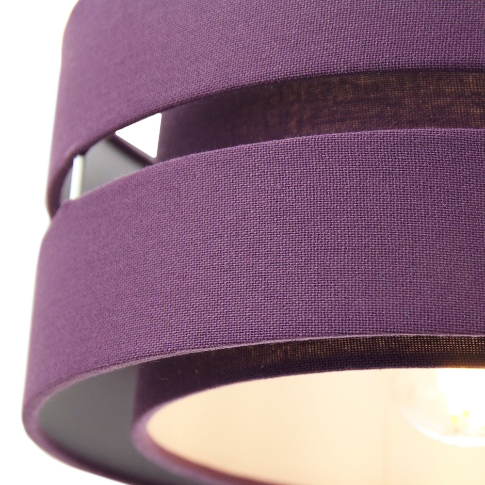 Contemporary 14" Purple Linen Fabric Triple Tier Ceiling Pendant Lamp Shade Image 3