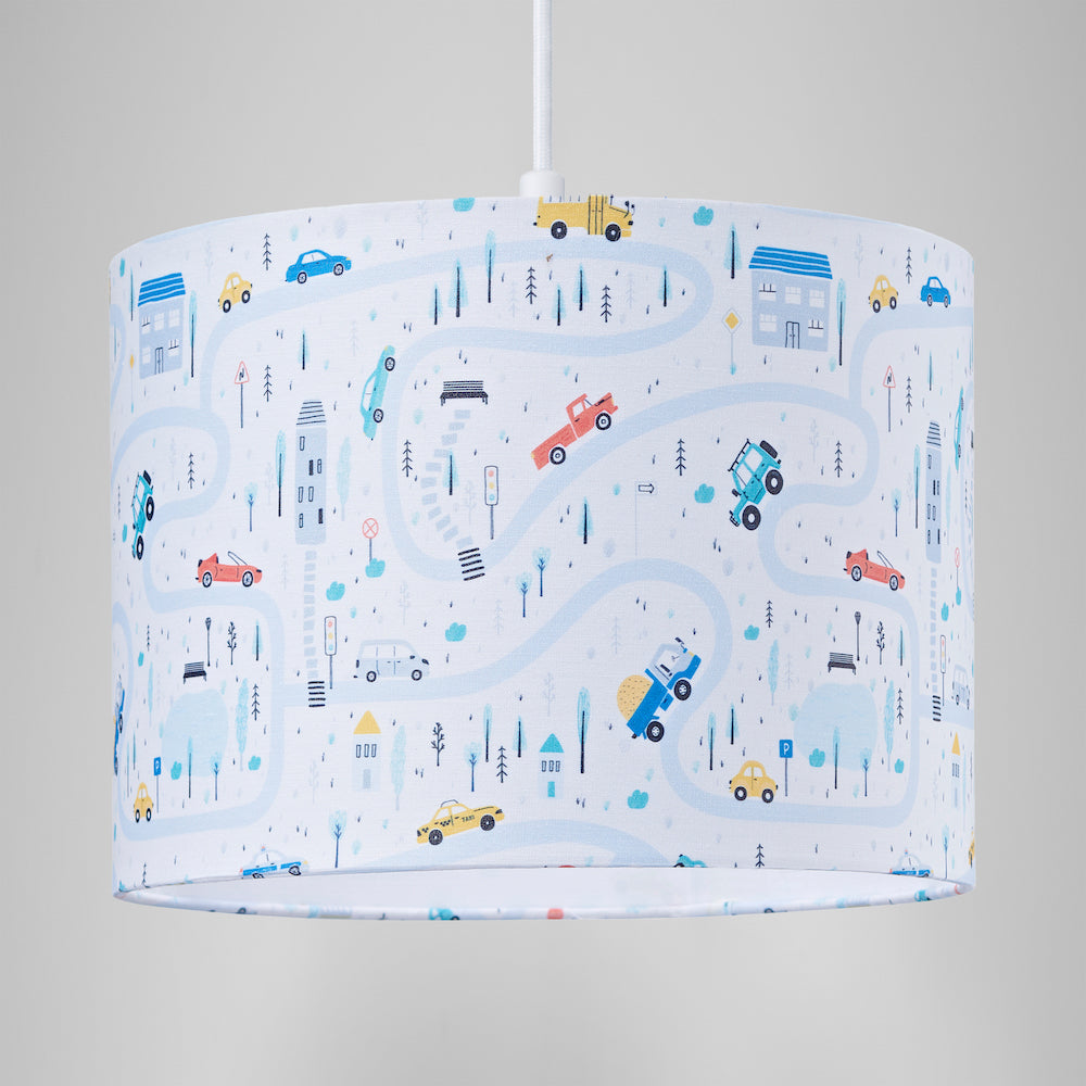 Children's Play Village Lamp Shade - Town City Car Roads Map with Cars & Trucks Image 7