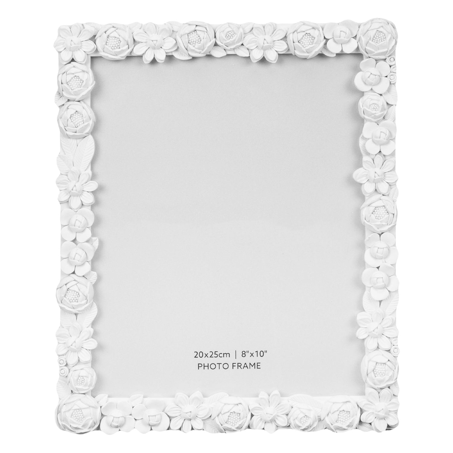 Chic Ivory White Resin 8x10 Picture Frame with Roses Daisies and Floral Accents Image 1