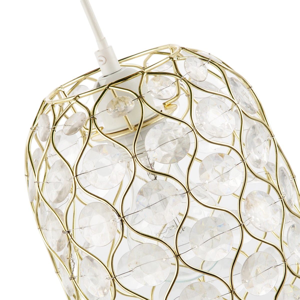 Glamorous Gold Plated Pendant Shade with Clear Faceted Acrylic Discs Image 4