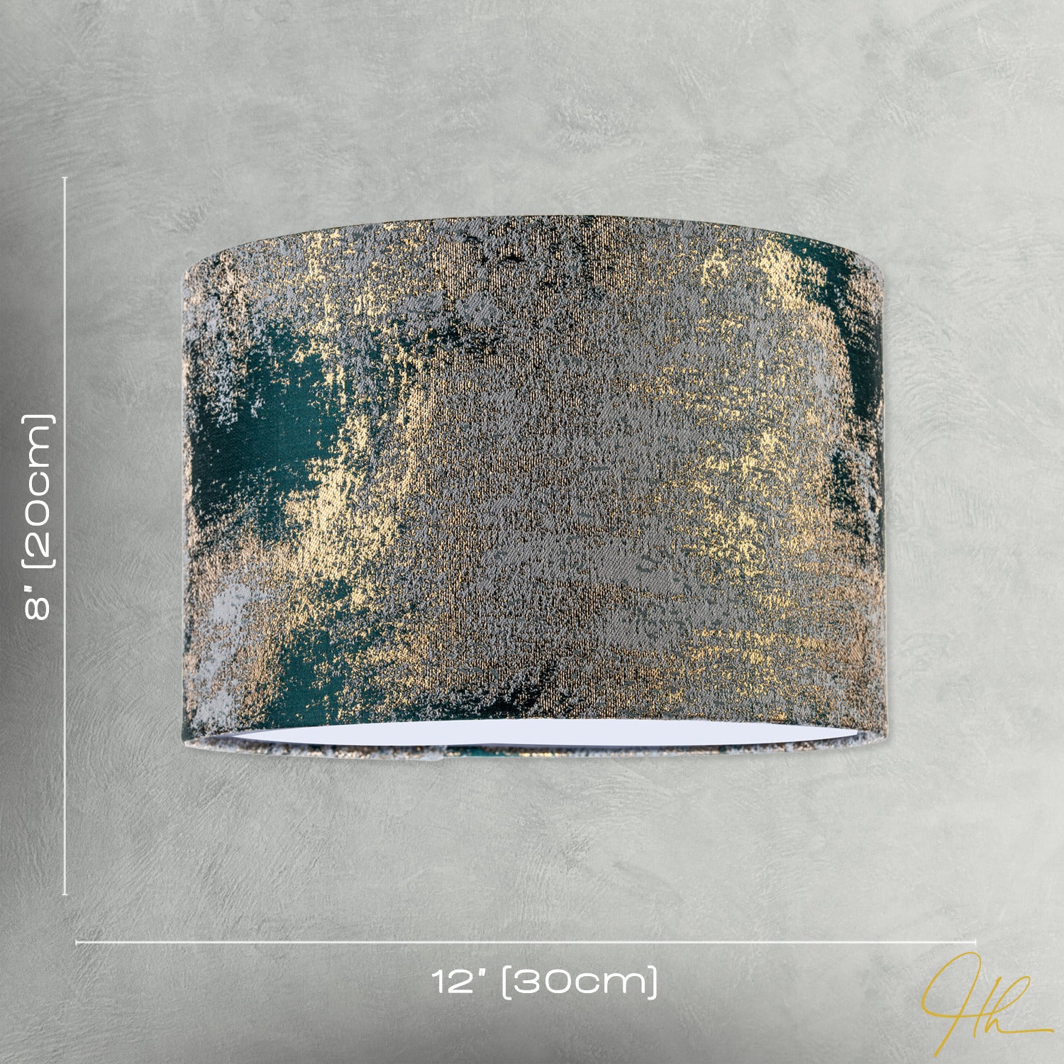 Forest Green Jacquard Fabric Lamp Shade with Metallic Gold Highlights Image 7
