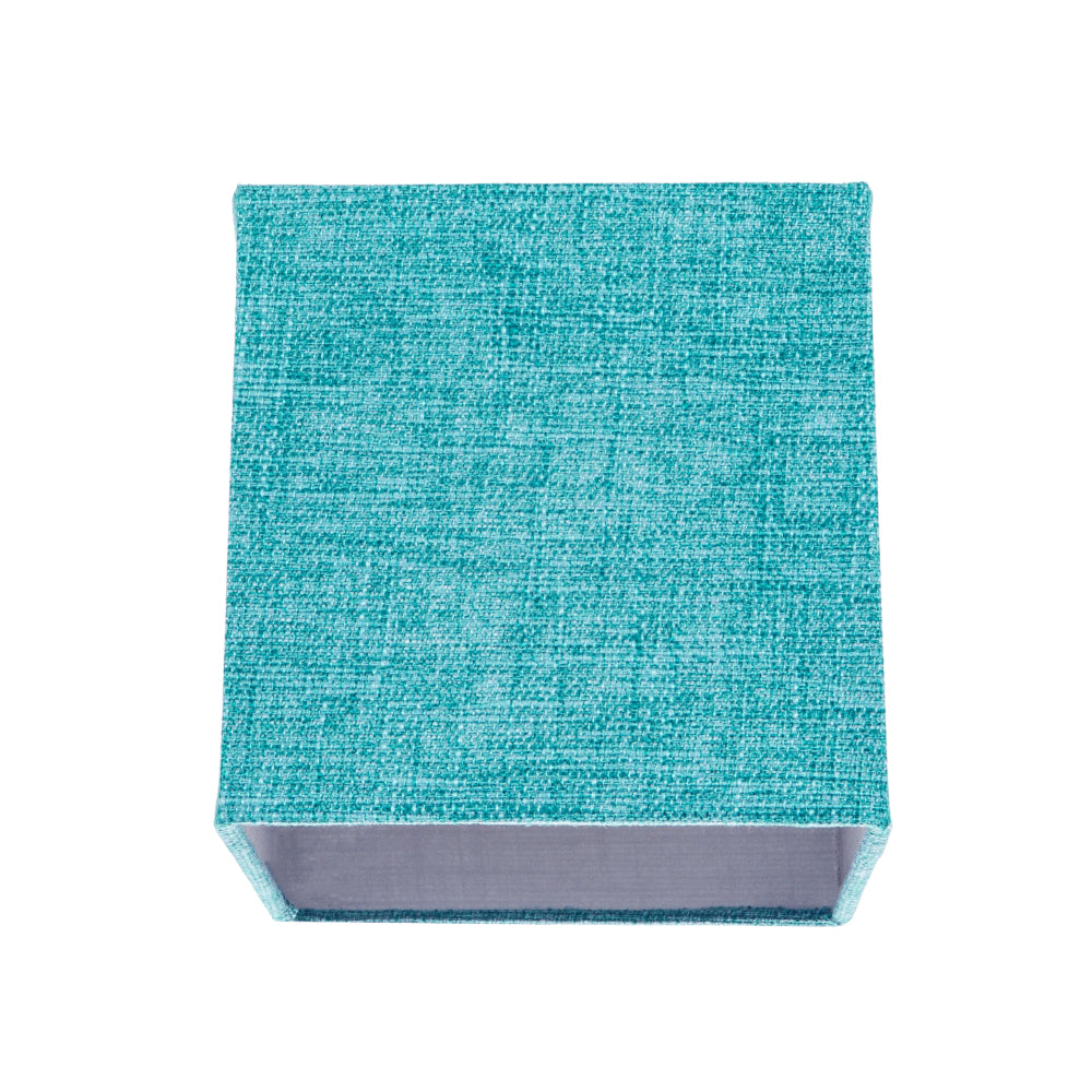 Contemporary and Sleek Teal Linen Fabric Small Square Lamp Shade 40w Maximum Image 1