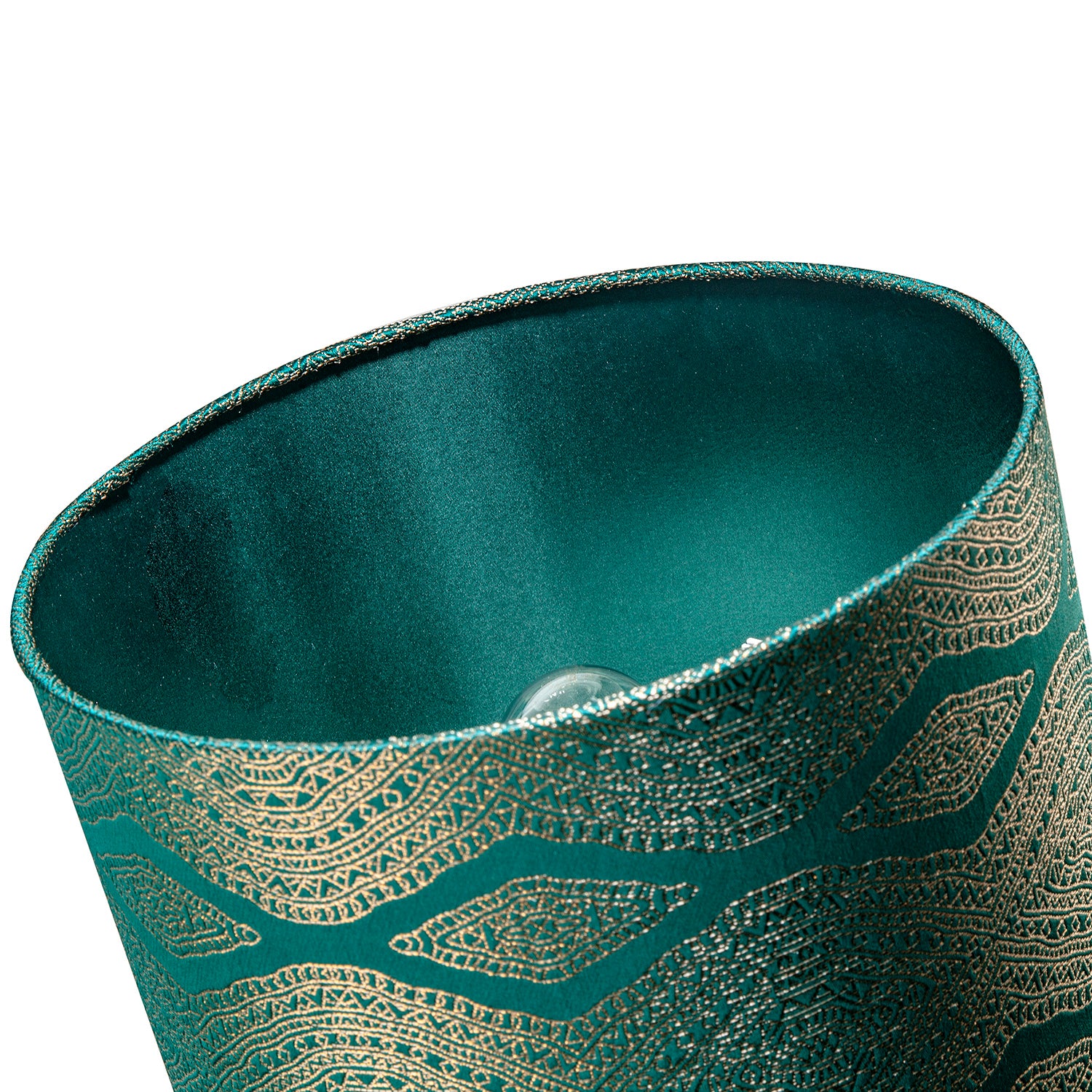 Sophisticated Forest Green Lamp Shade with Intricate Geometric Pattern Image 4