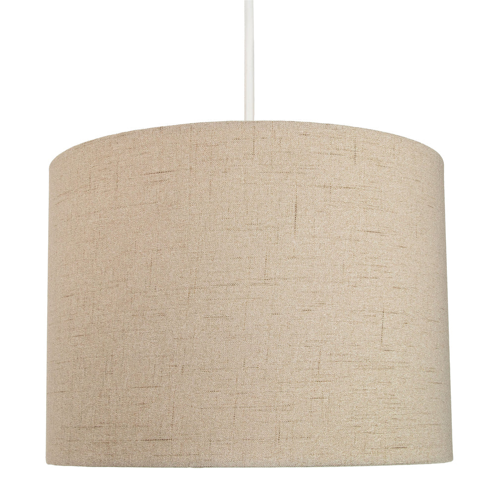 Contemporary and Sleek Taupe Textured 10" Linen Fabric Drum Lamp Shade 60w Max Image 6