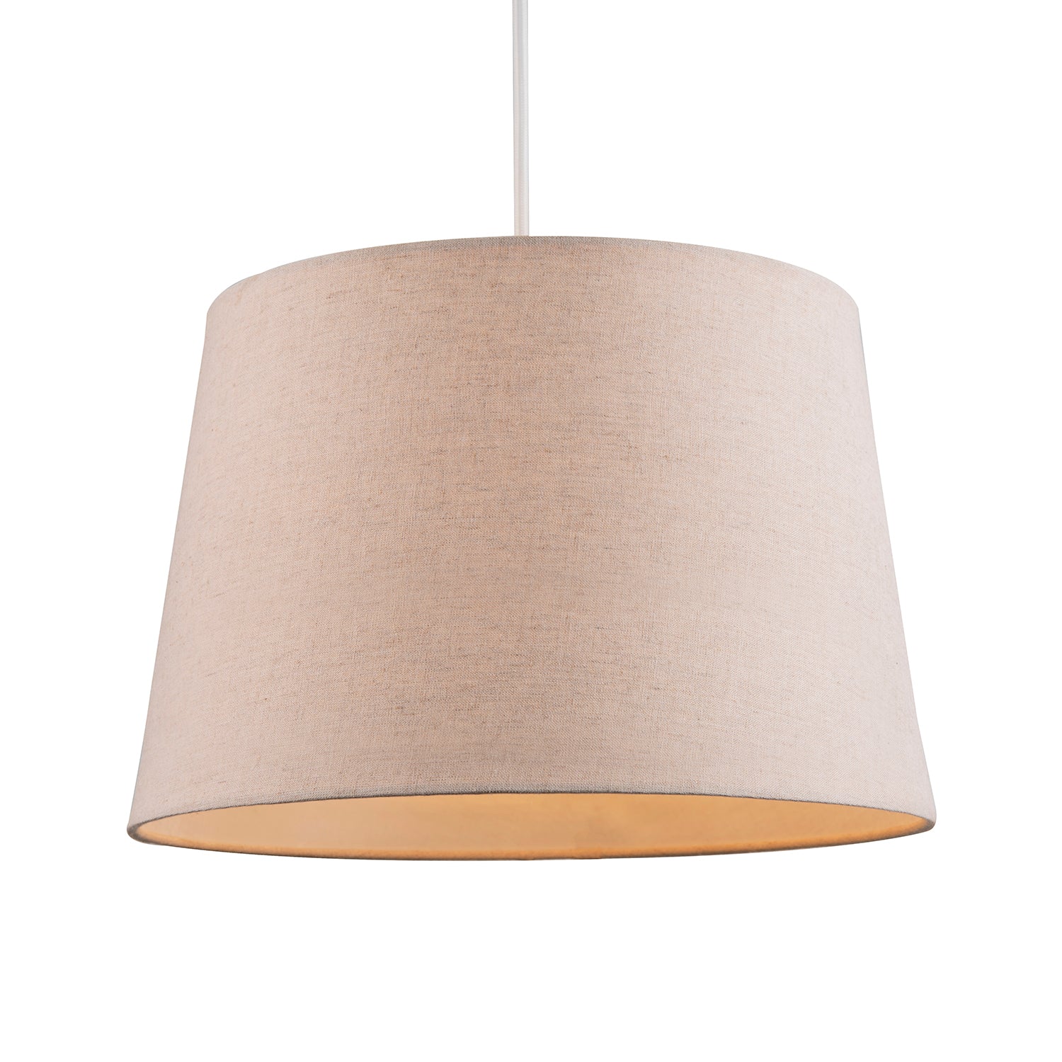 Designer Taupe Beige Naturally Textured Linen Lamp Shade in Drum Shape Image 2