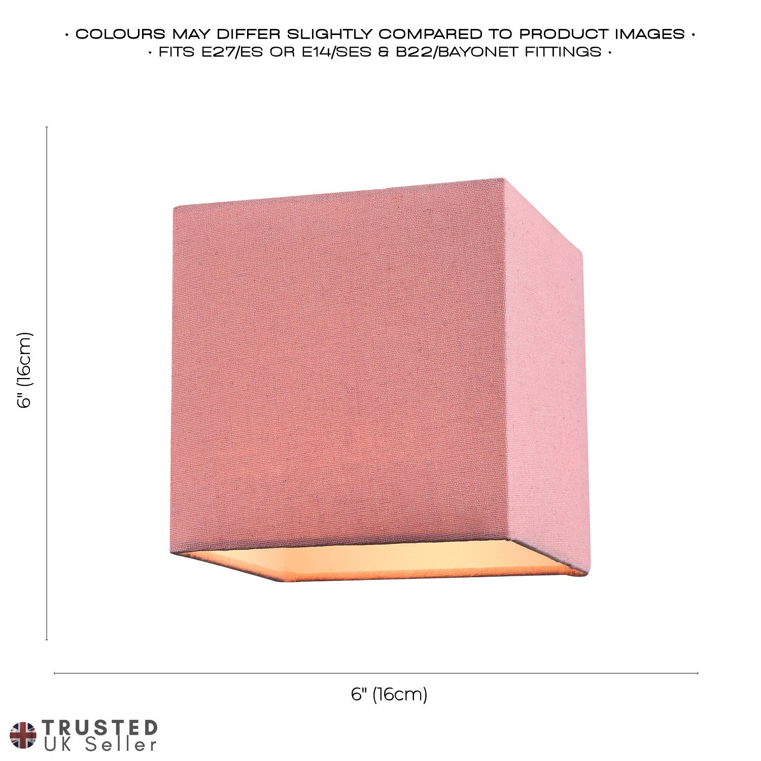 Contemporary and Stylish Blush Pink Linen Fabric Square 16cm Lamp Shade Image 6