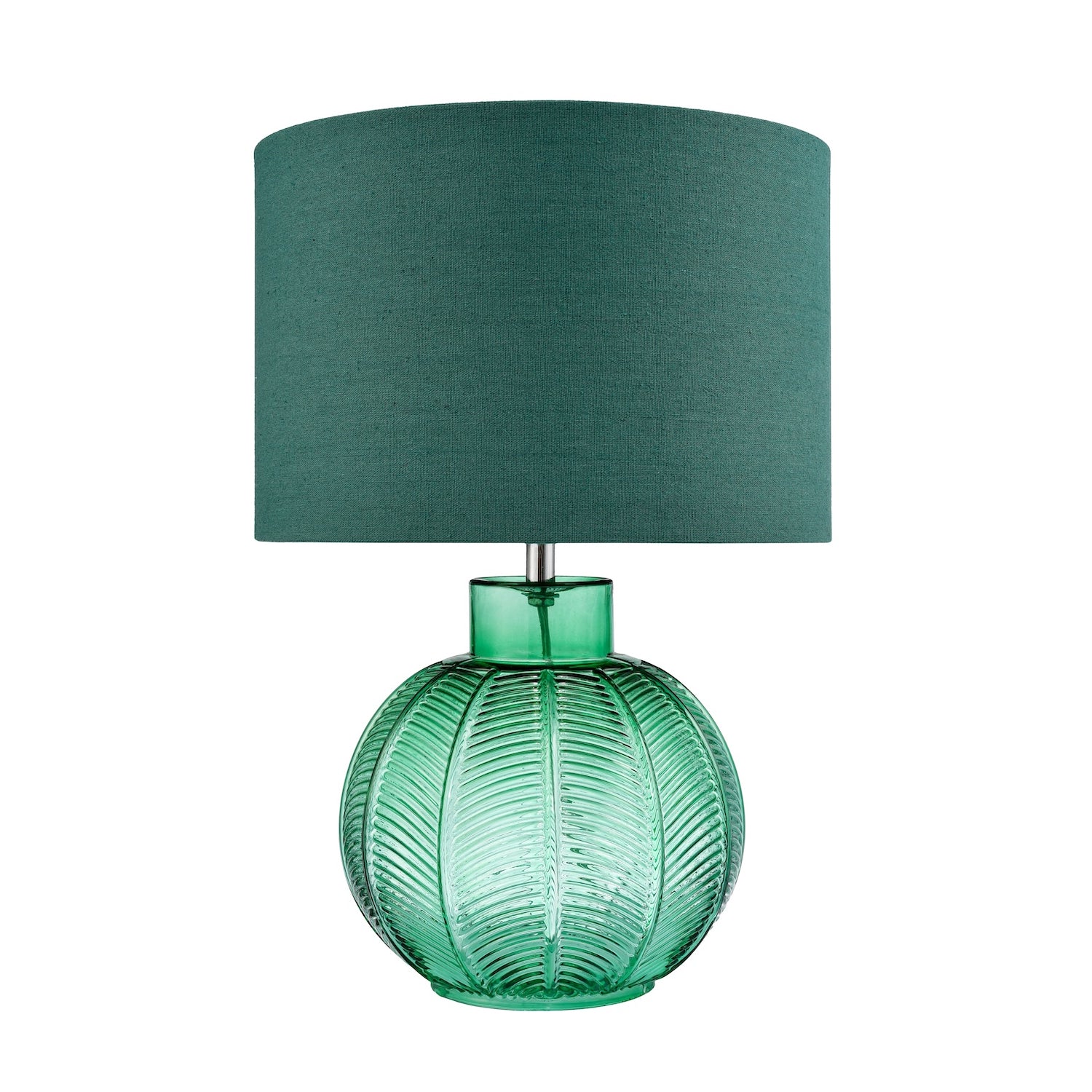 Contemporary Emerald Green Glass Lamp in Leaf Design and Forest Green Shade Image 6