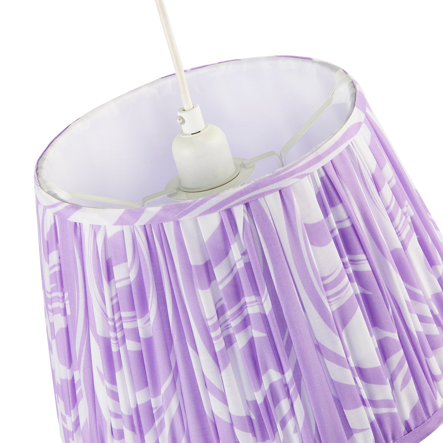 Modern Lilac Pleated Cotton Fabric Lamp Shade with Wavy Lines Design Image 4