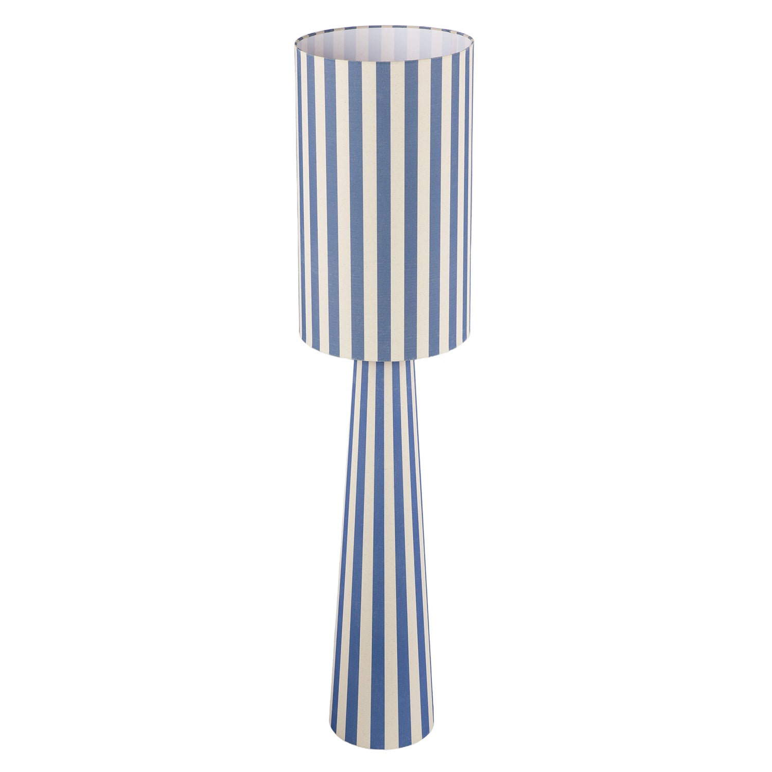 Amparo Blue and Oatmeal Linen Floor Lamp with Fabric Shade and Base Image 8