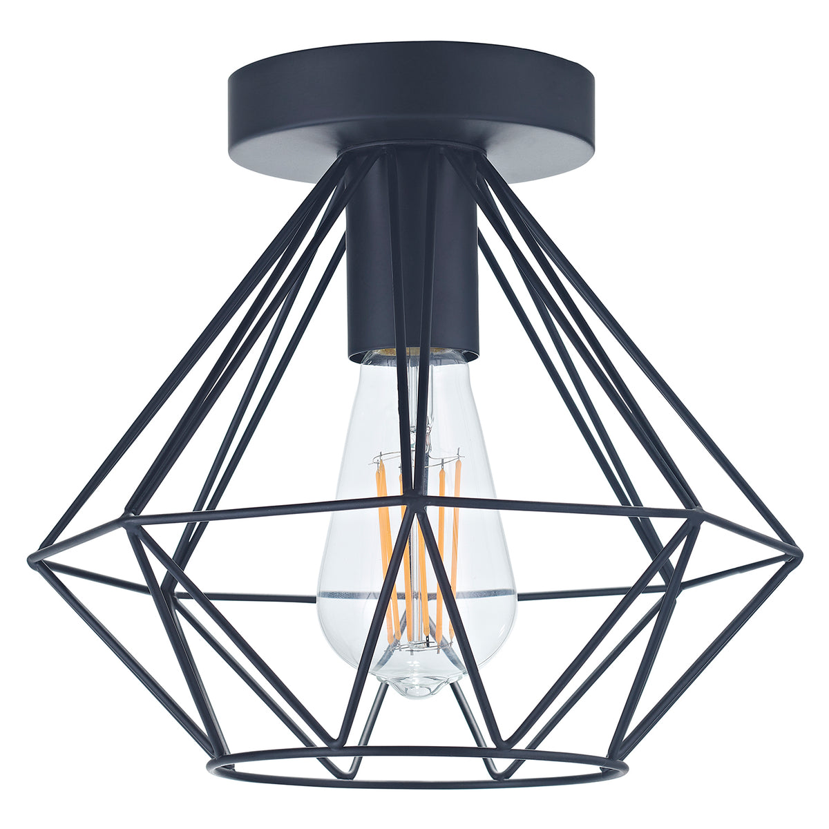 Industrial Basket Cage Designed Matt Metal Semi Flush Ceiling Light