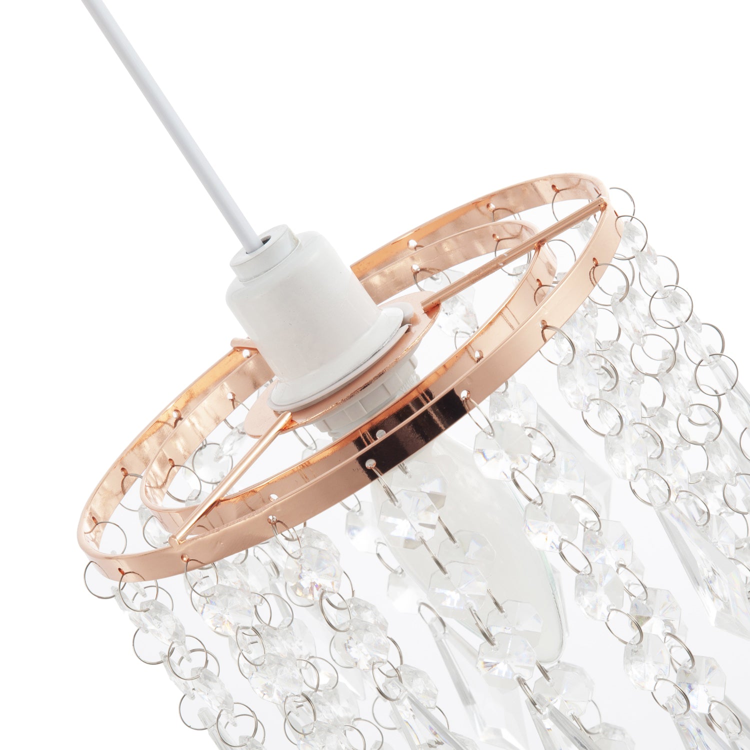 Modern Waterfall Design Copper Pendant Shade with Clear Acrylic Drops and Beads Image 3