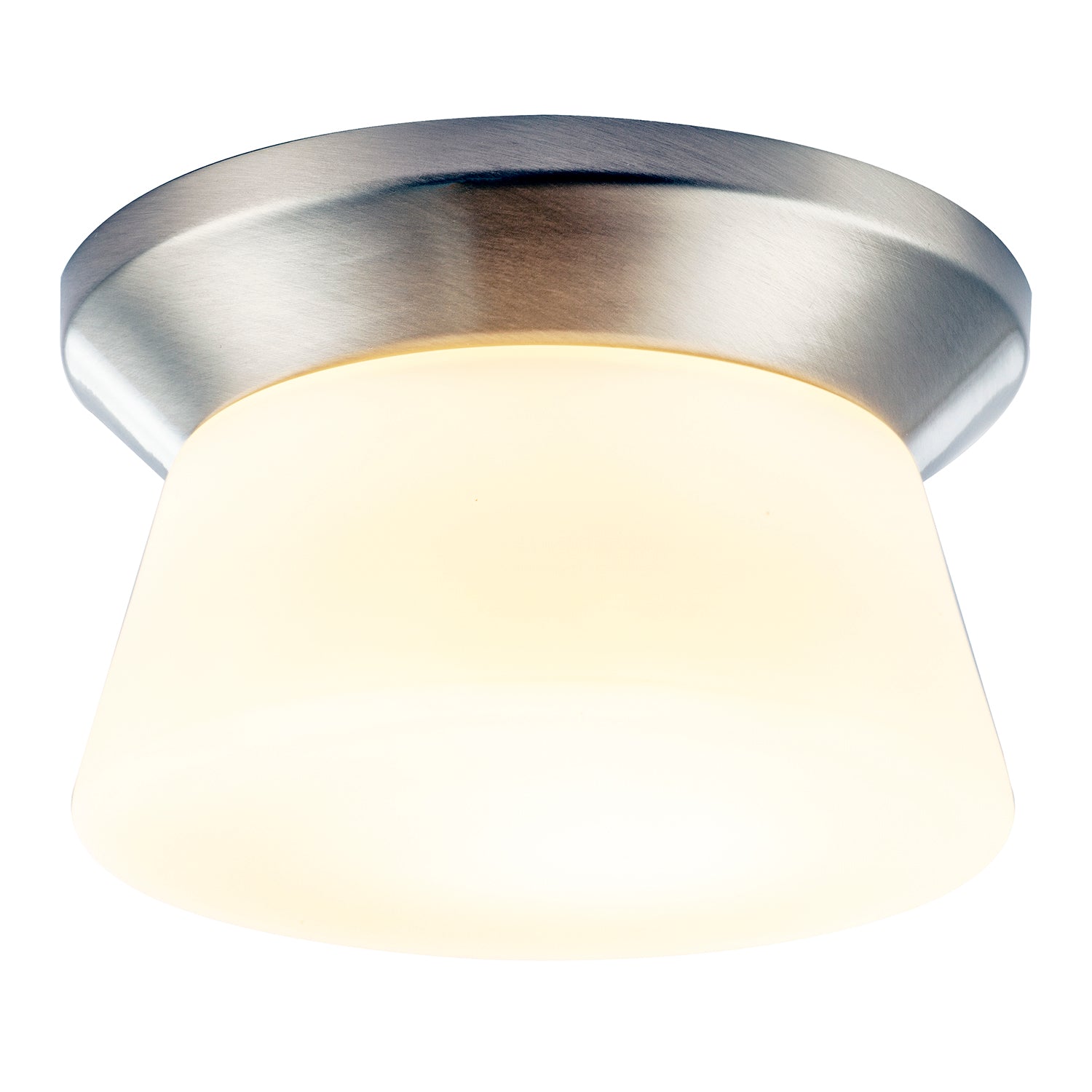 Modern Satin Nickel LED Bathroom Ceiling Light with Opal White Glass Image 4