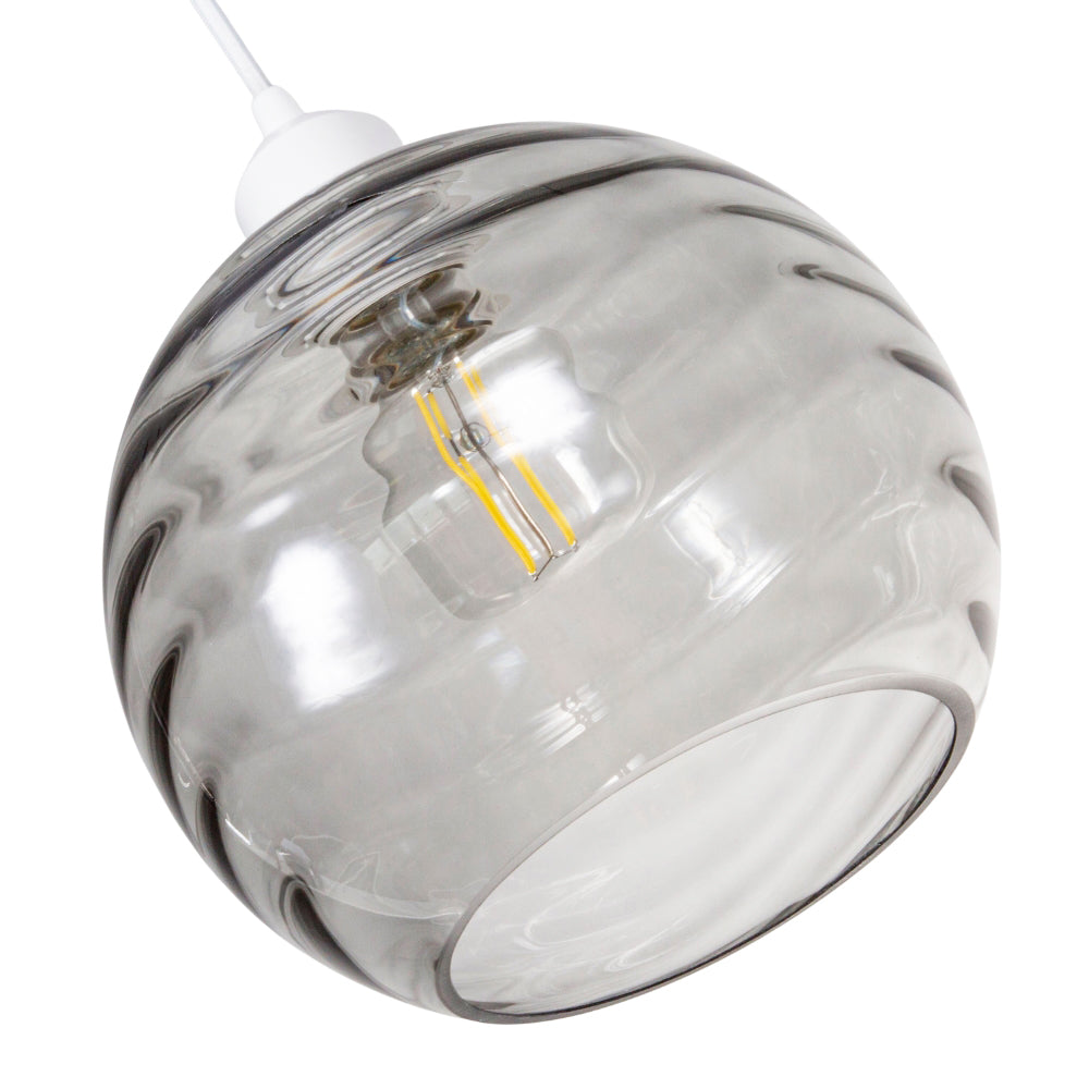 Modern Designer Smoked Circular Ribbed Glass Non Electric Pendant Lamp Shade Image 4