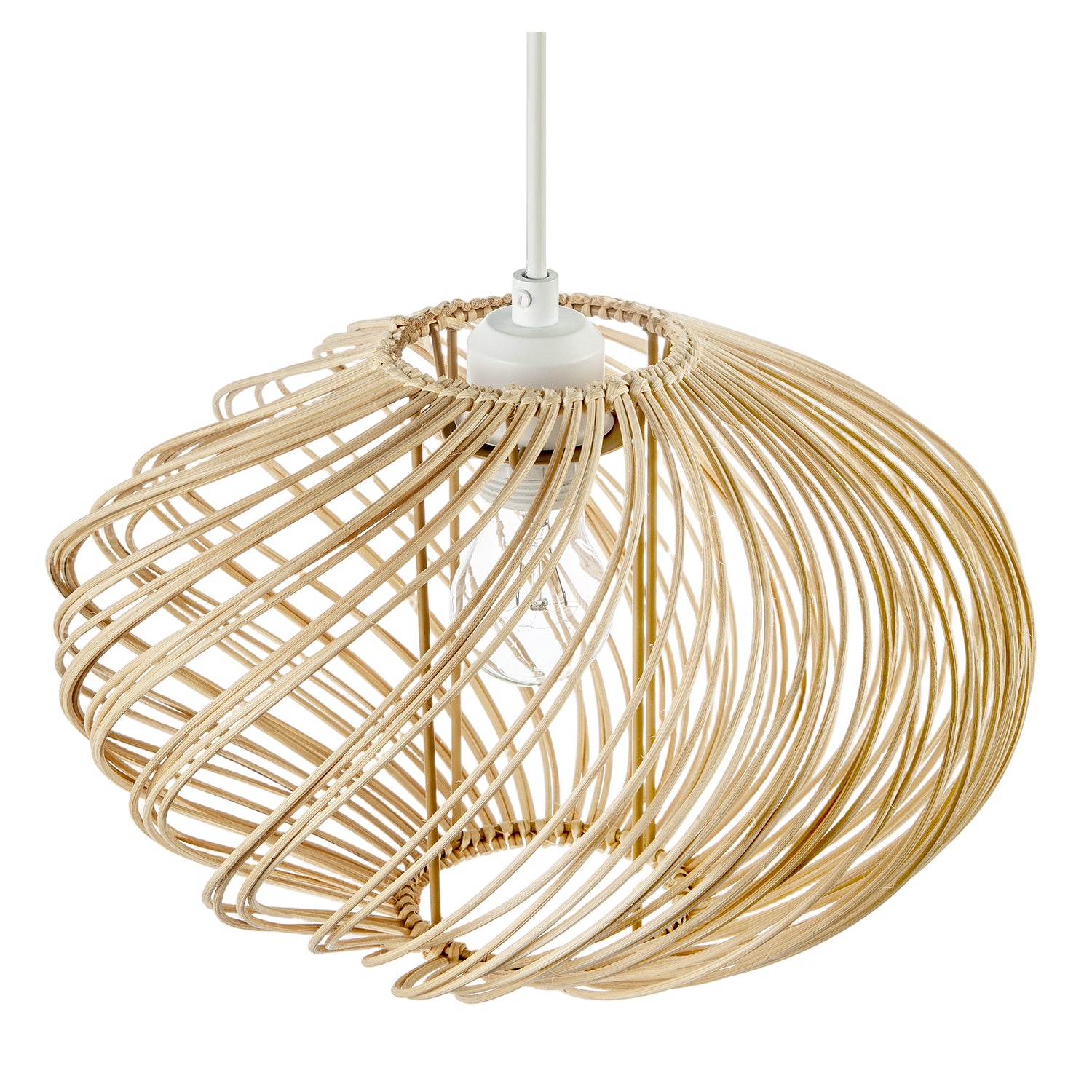 Contemporary Spiral Rattan Pendant Shade with Natural Light Finish Image 3