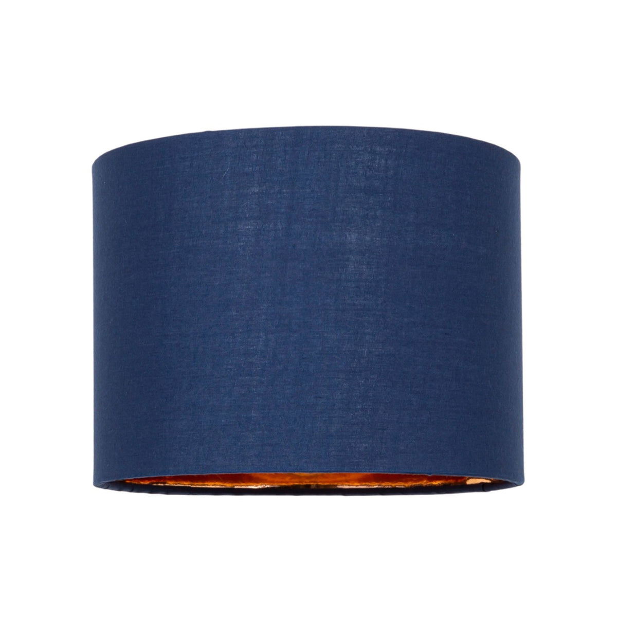 Modern Navy Blue Cotton Fabric Small 8" Lamp Shade with Shiny Copper Inner Image 1