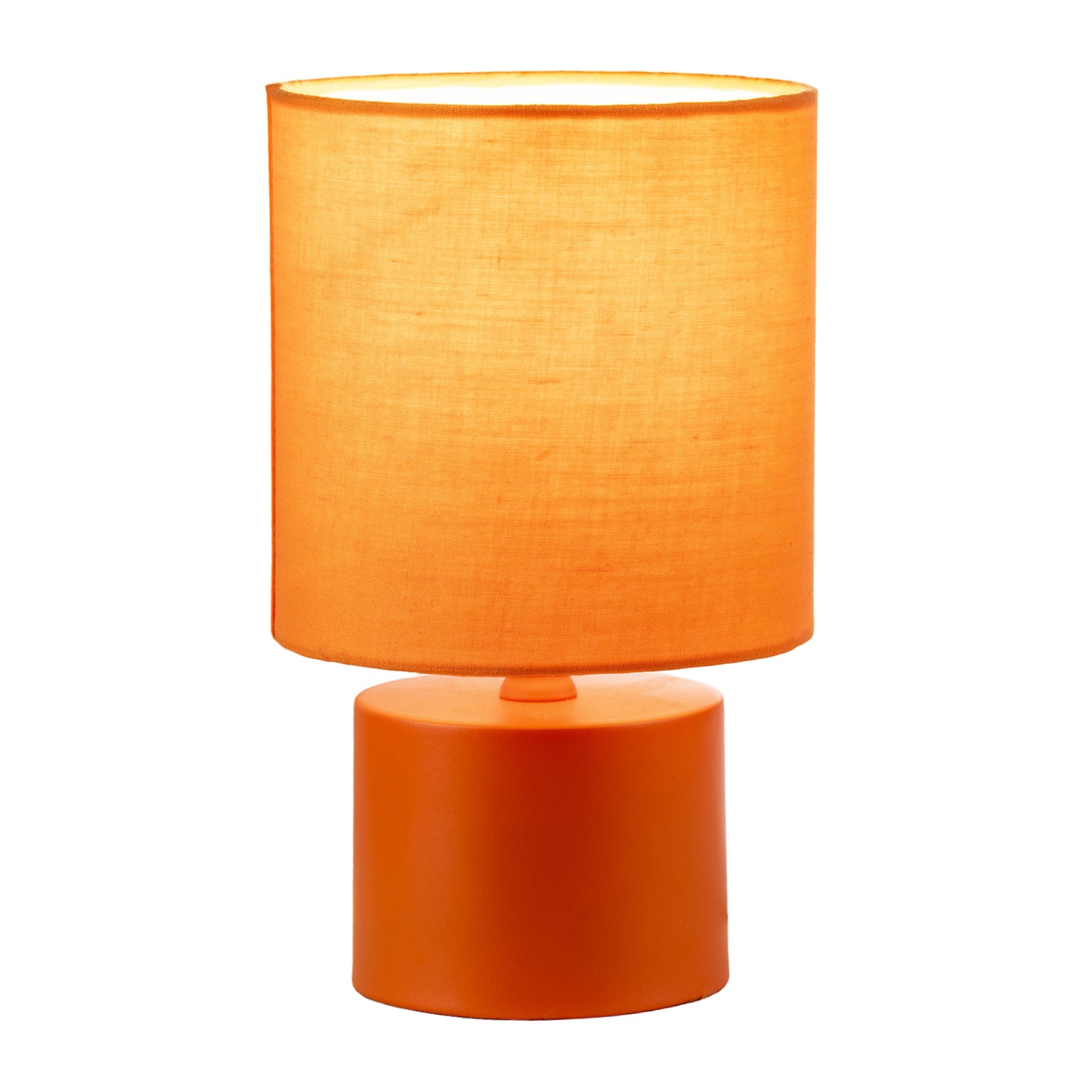 Modern Vibrant Dusty Orange Table Lamp with Cotton Fabric Drum Shade Image 4