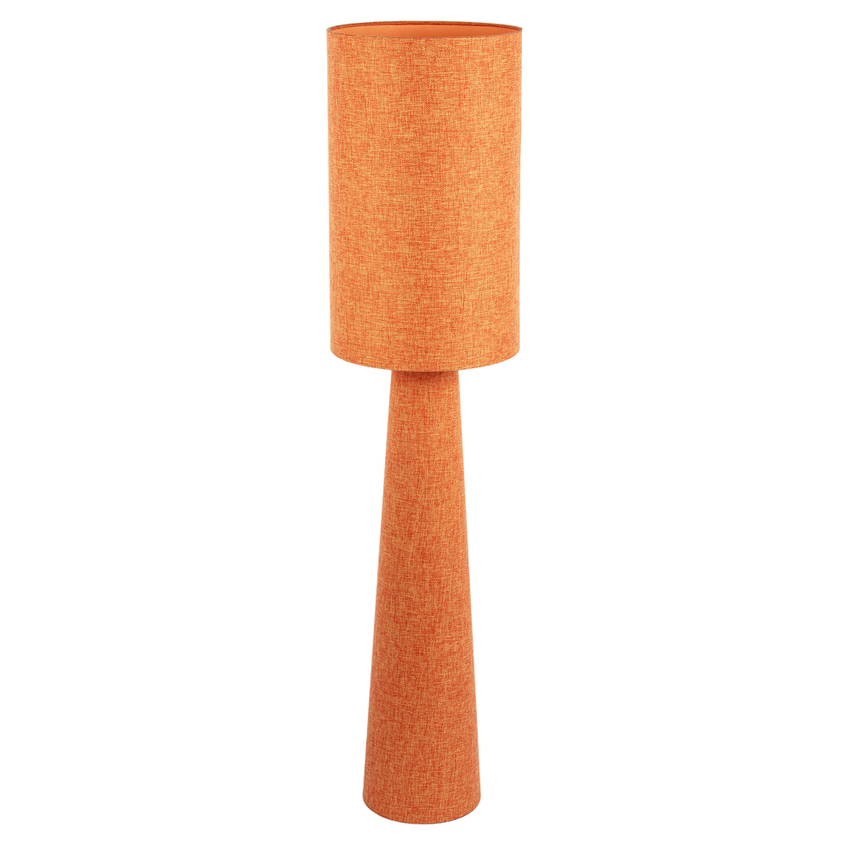 Modern Dusty Orange Linen Fabric Floor Lamp with Drum Shade and Base Image 1
