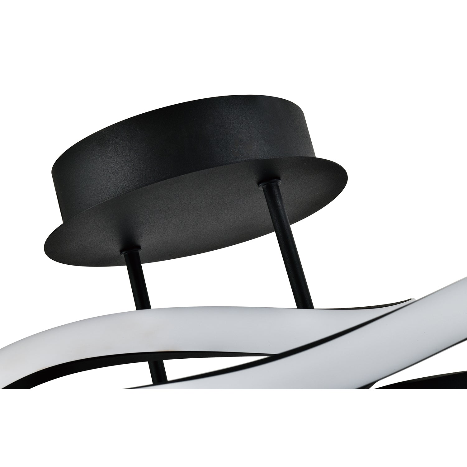 Modern Sleek Matt Black Sand LED Ceiling Lamp with Curving Oval Metal Heads Image 5