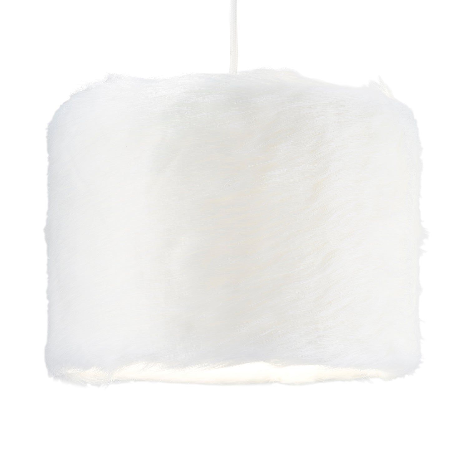 Modern White Soft and Brushable Faux Fur 10" Lamp Shade with Cotton Fabric Inner Image 2