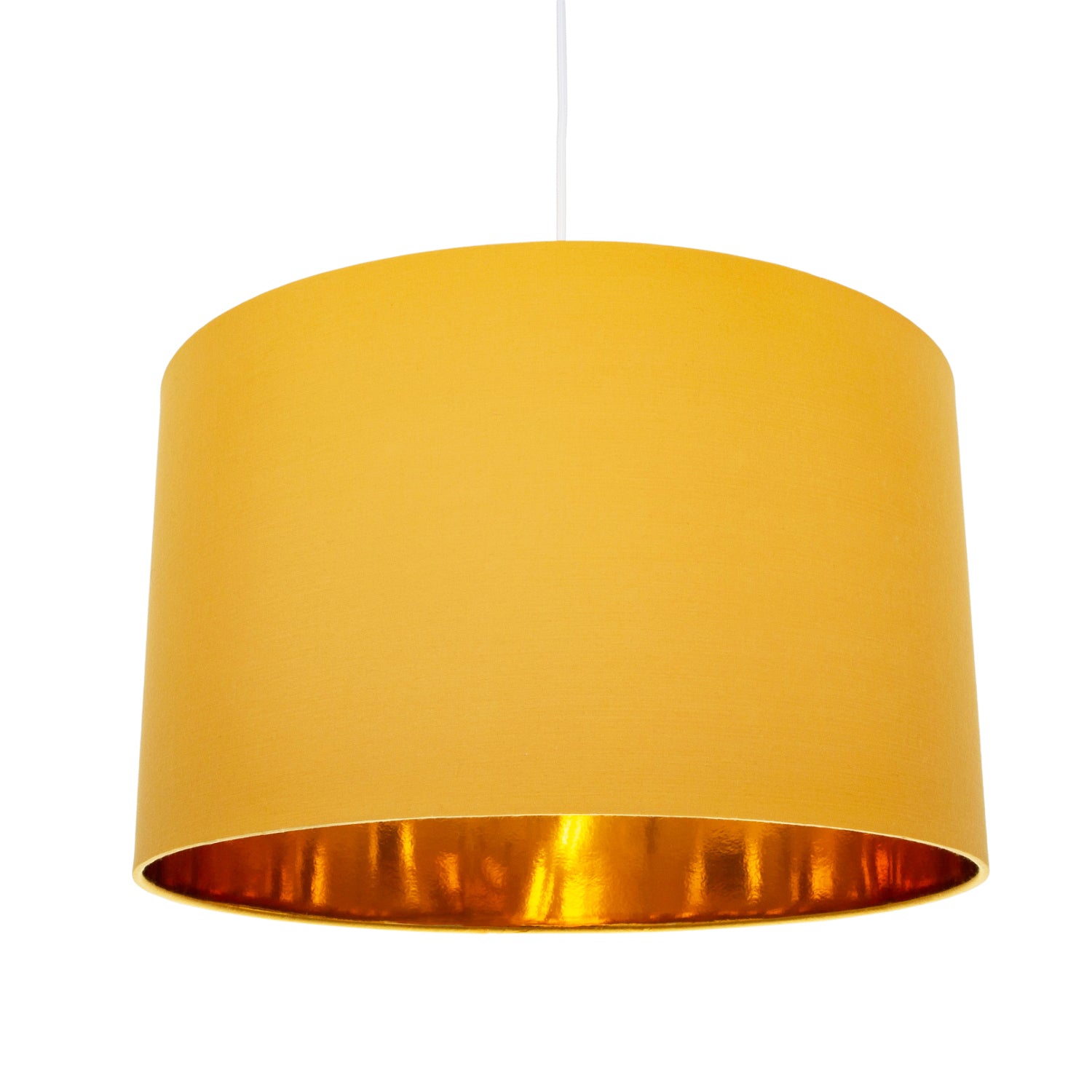 Contemporary Ochre Cotton 20" Floor/Pendant Lamp Shade with Shiny Gold Inner Image 2