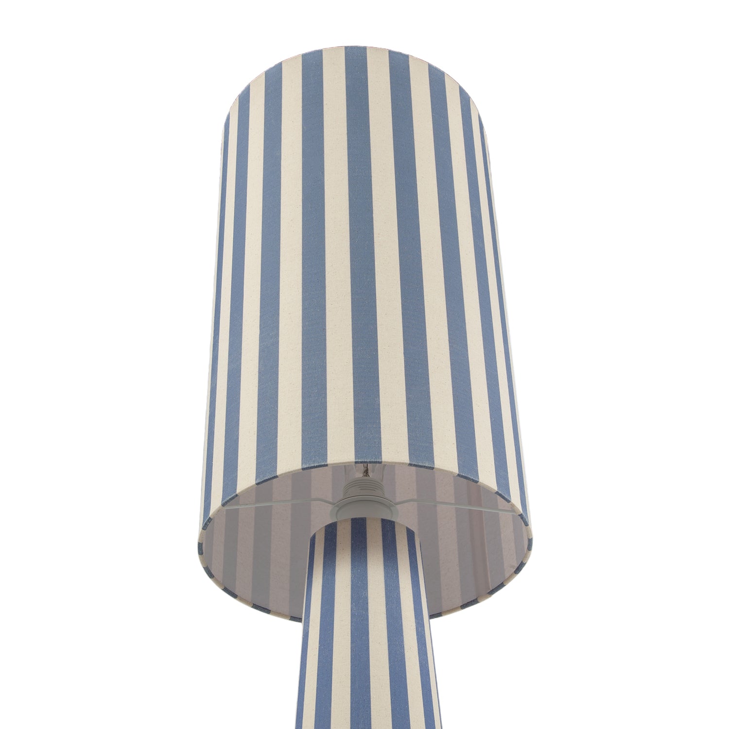 Amparo Blue and Oatmeal Linen Floor Lamp with Fabric Shade and Base Image 4
