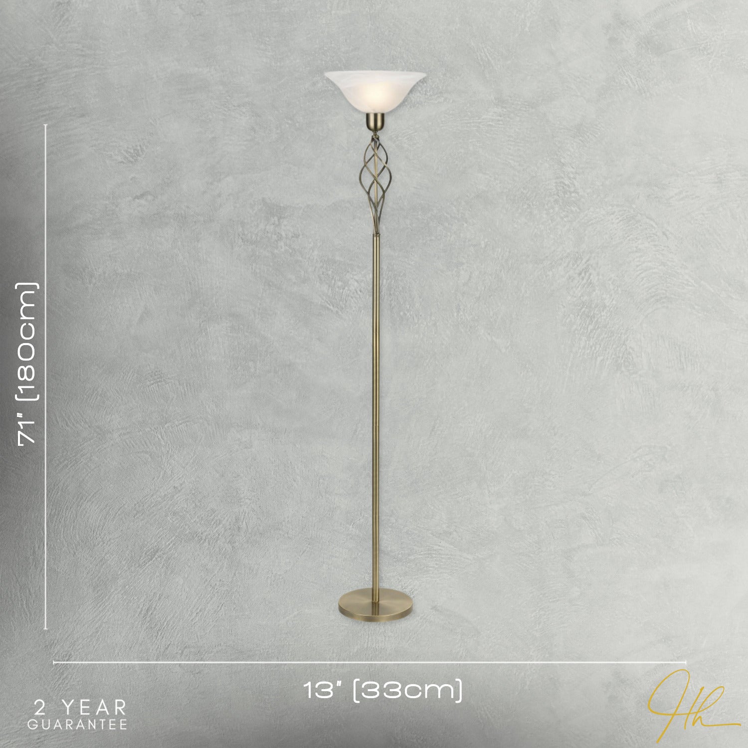 Classic Knot Twist Floor Lamp Uplighter in Antique Brass Image 7