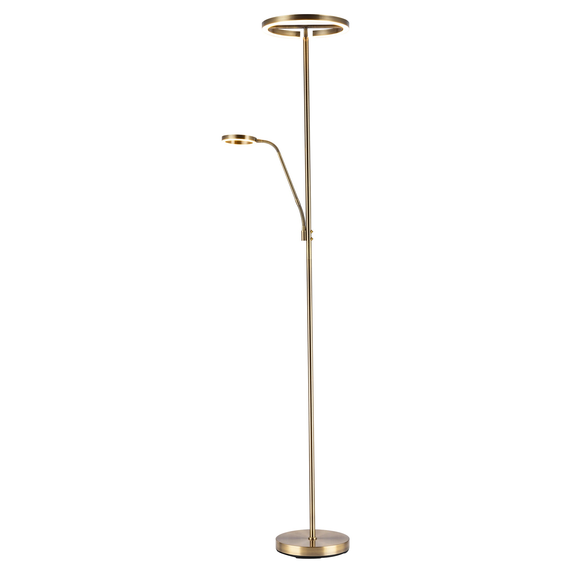 Halo LED Mother and Child Floor Lamp in Antique Brass with Dimmers Image 2