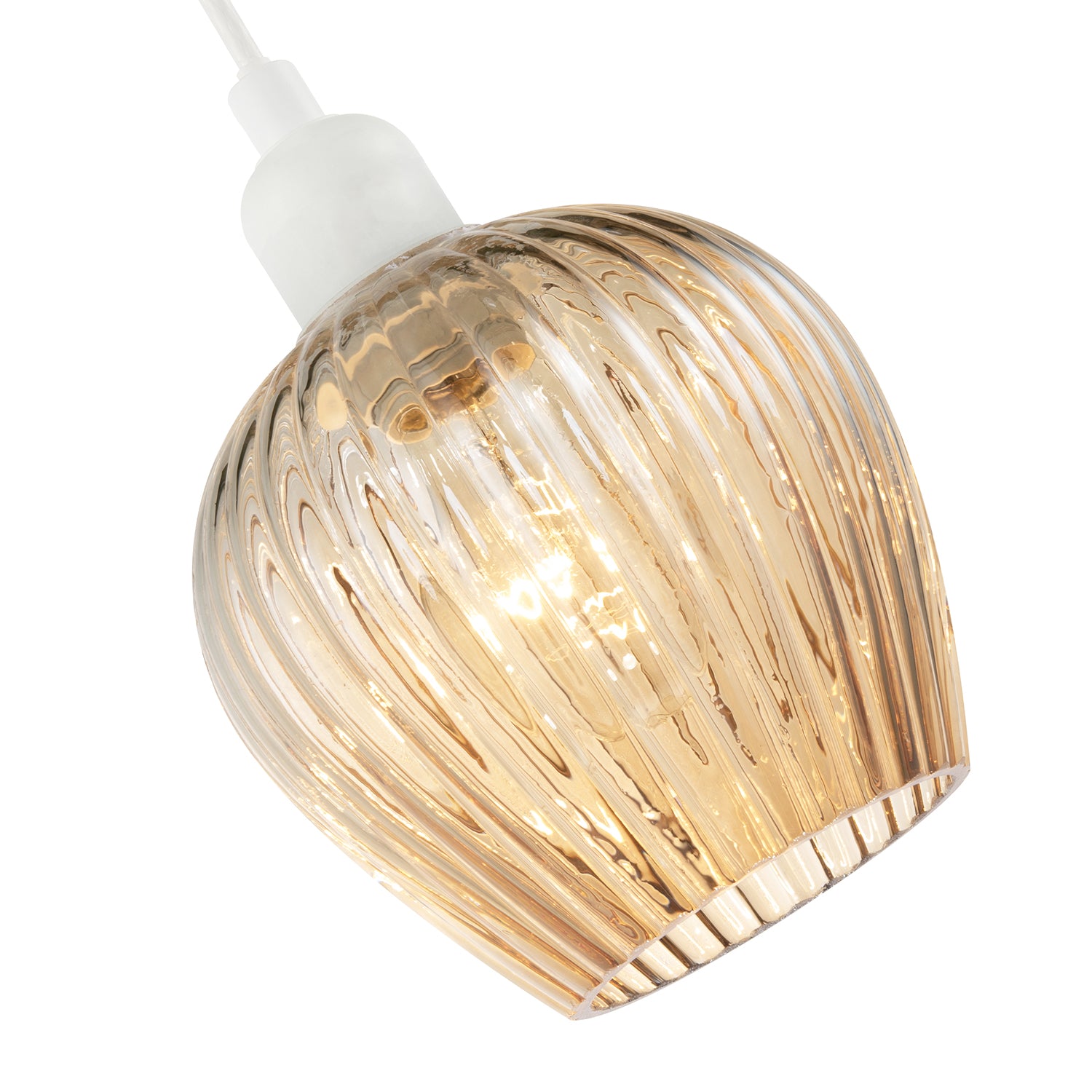 Modern Gold Easy Fit Pendant Lighting Shade with Ridged Fluted Lines Image 3