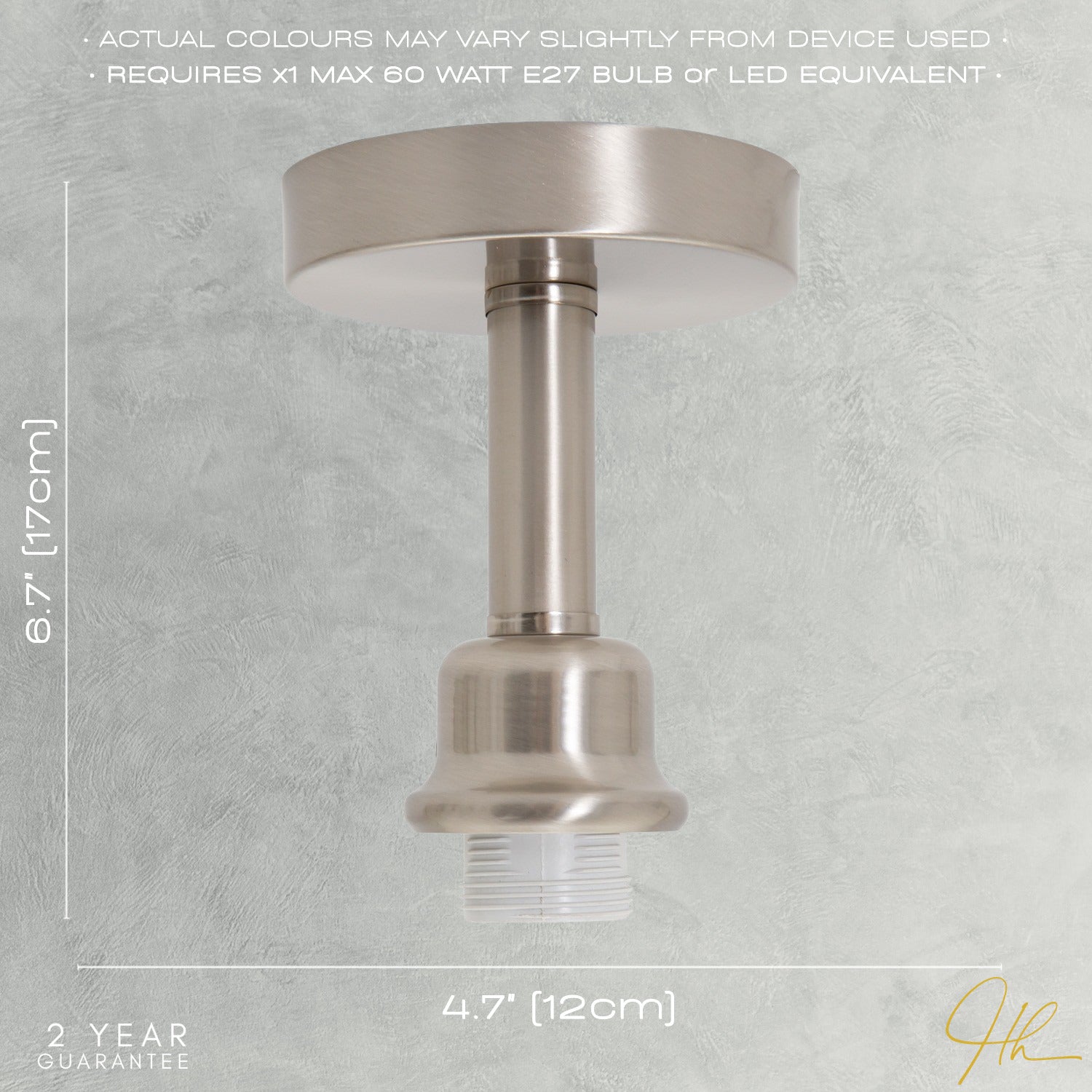 Contemporary Designer Short Semi Flush Satin Nickel Ceiling Rose Light Image 7