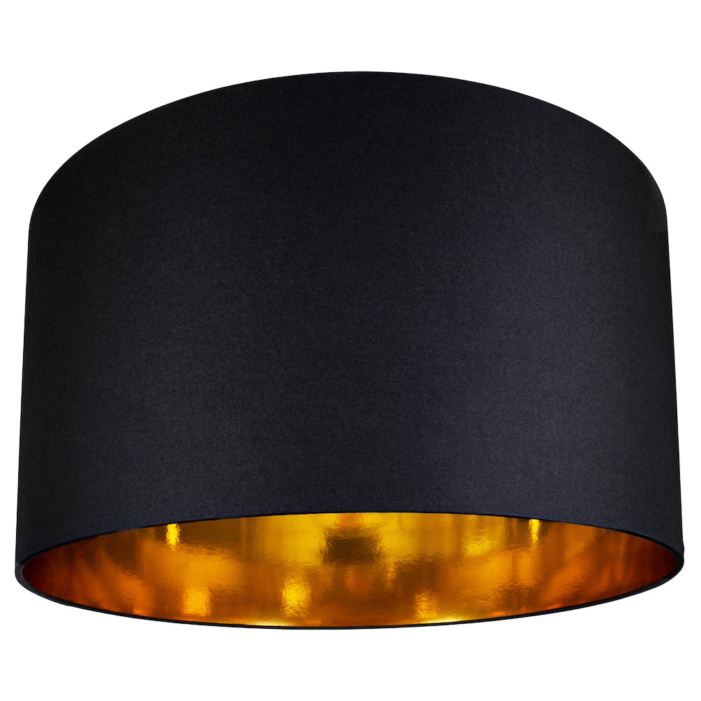 Contemporary Black Cotton 20" Floor/Pendant Lamp Shade with Shiny Gold Inner Image 1