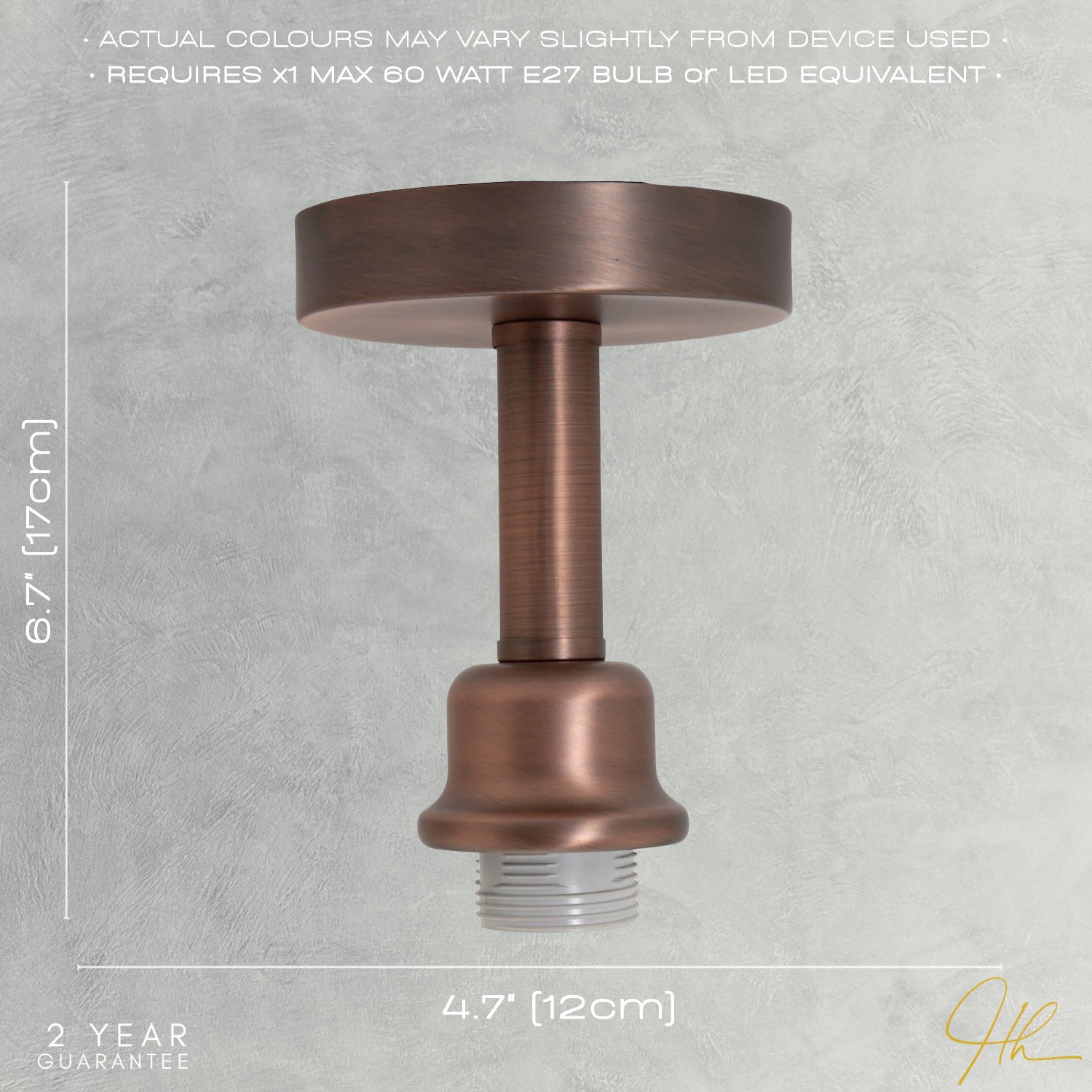 Contemporary Designer Short Semi Flush Antique Copper Ceiling Light Image 7