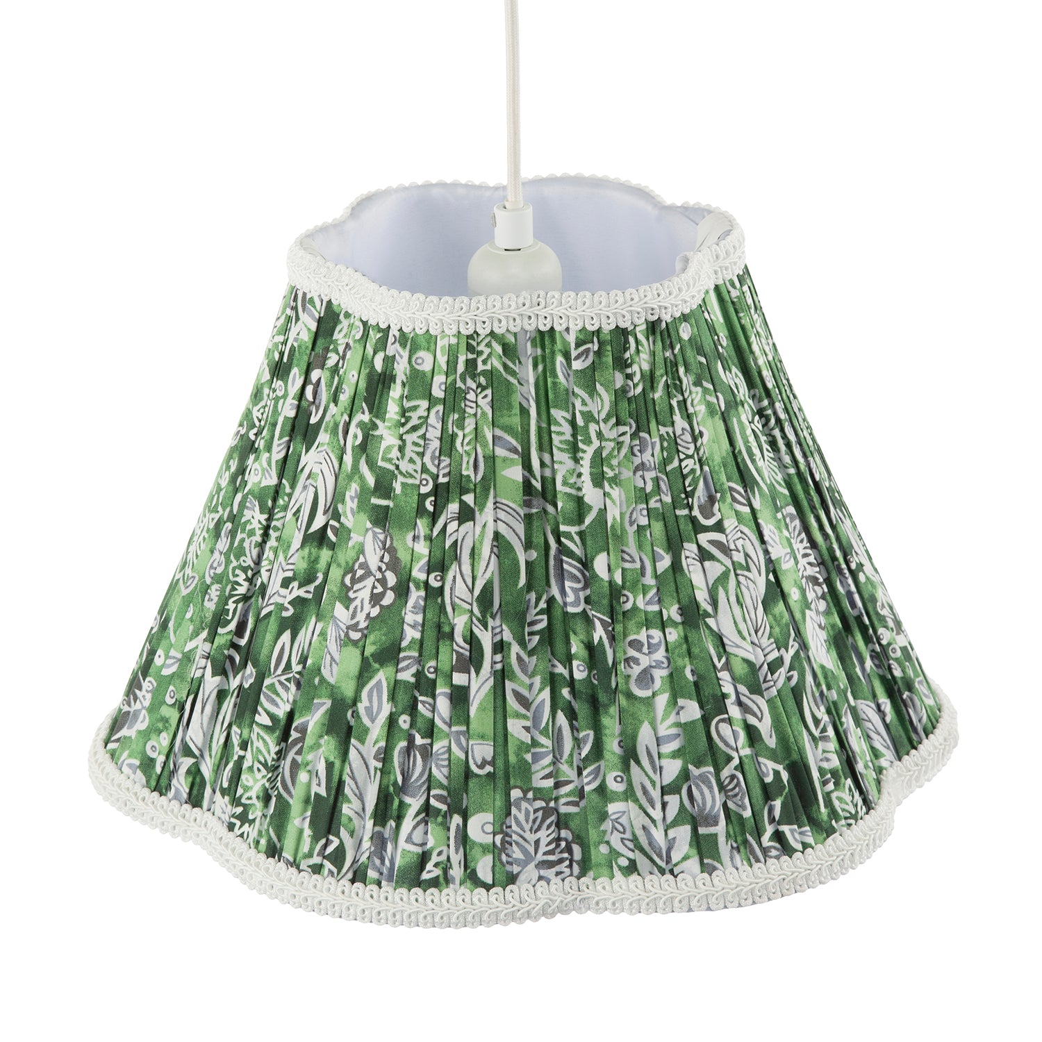 Emerald Green and White Floral Victorian Lamp Shade with Embroidery Image 5