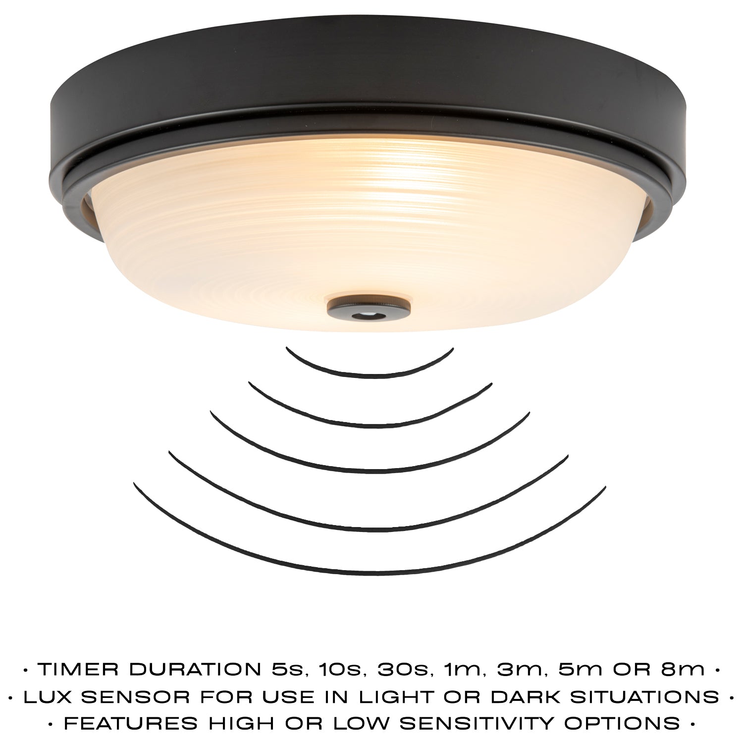 Sensor IP44 Bathroom Ceiling Light in Matte Black with Multi Functions Image 3