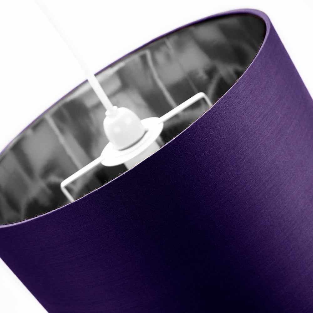 Contemporary Purple Cotton 12" Table/Pendant Lamp Shade with Shiny Silver Inner Image 2