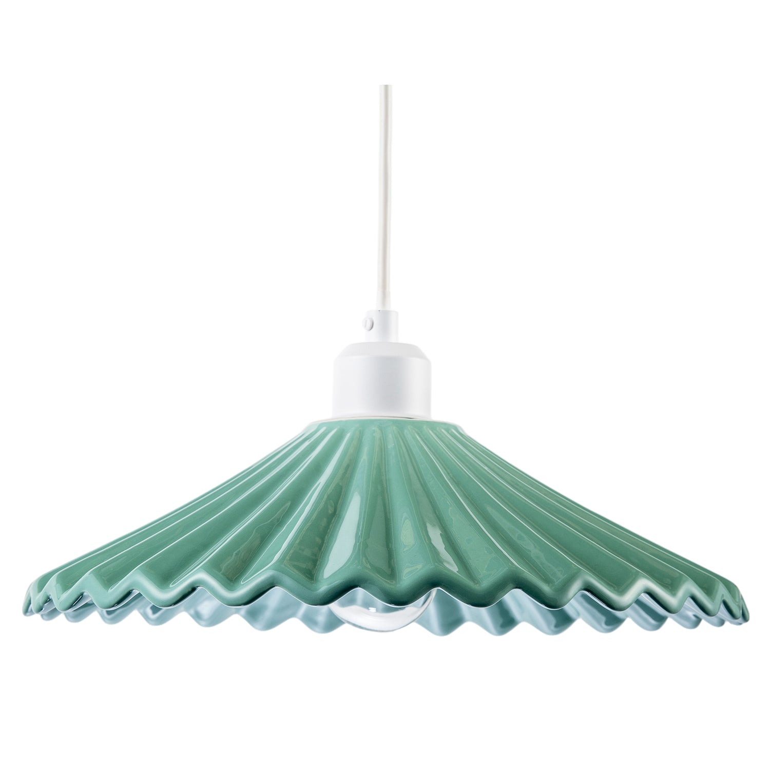 Emerald Green Nova Gloss Ceramic Pendant Light Shade with Rippled Body Image 4
