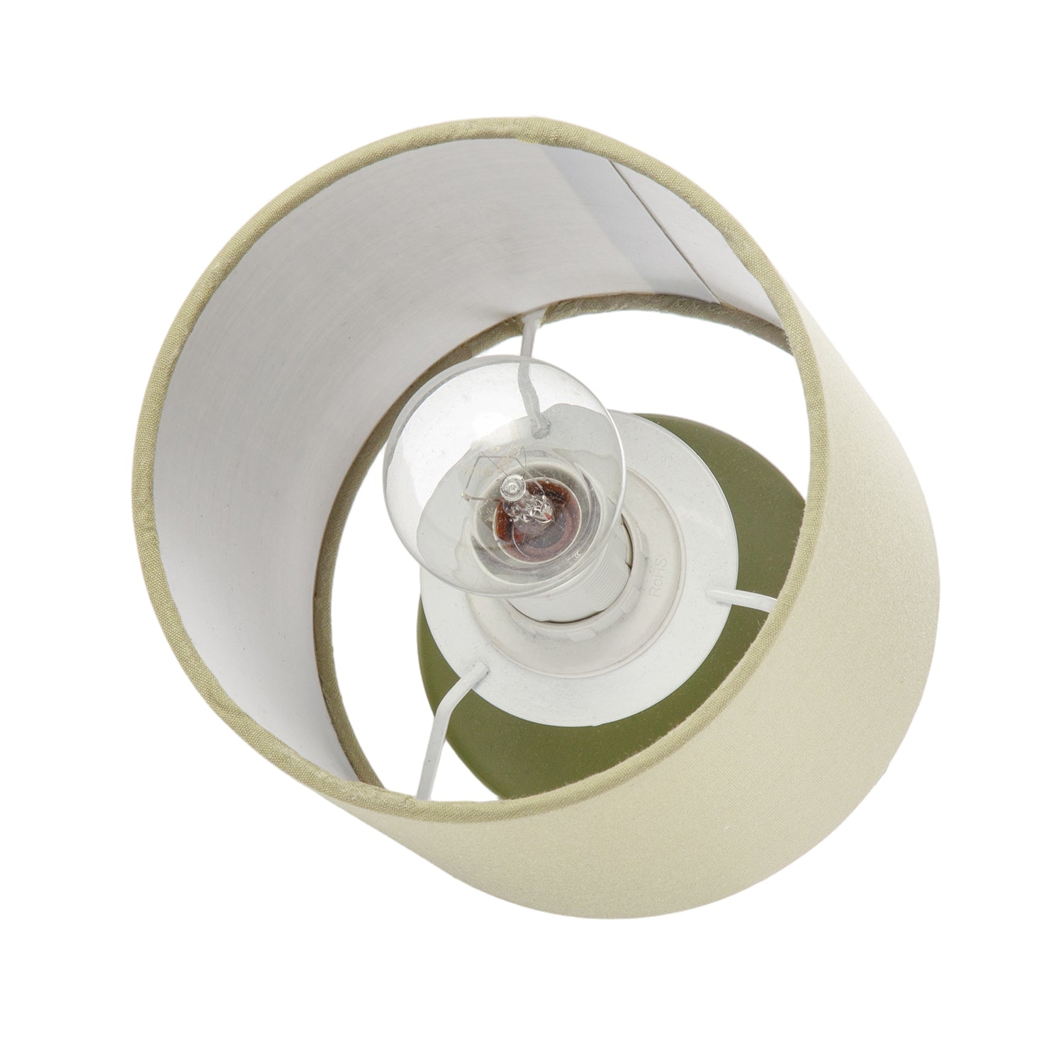 Modern Dusty Olive Green Table Lamp with Cotton Fabric Drum Shade Image 5