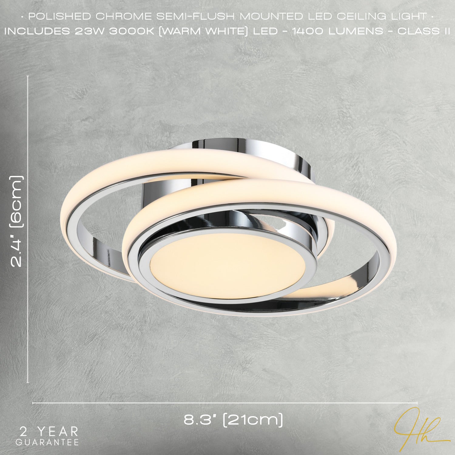 Modern LED Ceiling Light with Chrome Rings and Central Downlighter Image 6