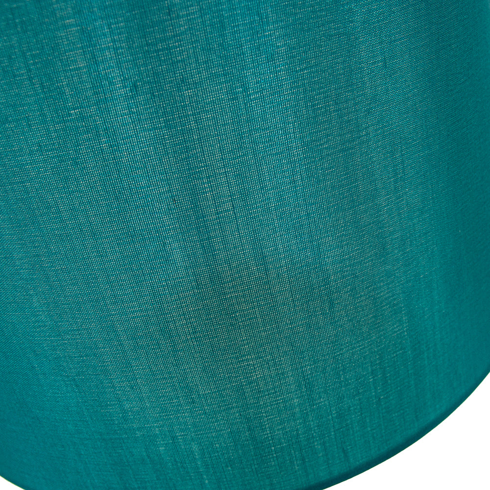 Traditionally Designed Medium 12" Drum Lamp Shade in Sleek Teal Faux Silk Fabric Image 4