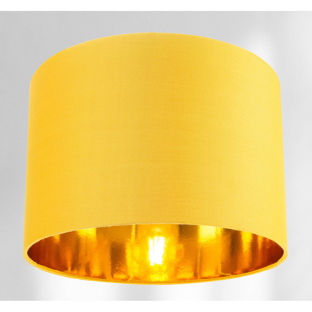 Contemporary Ochre Cotton 10" Table/Pendant Lamp Shade with Shiny Gold Inner Image 2