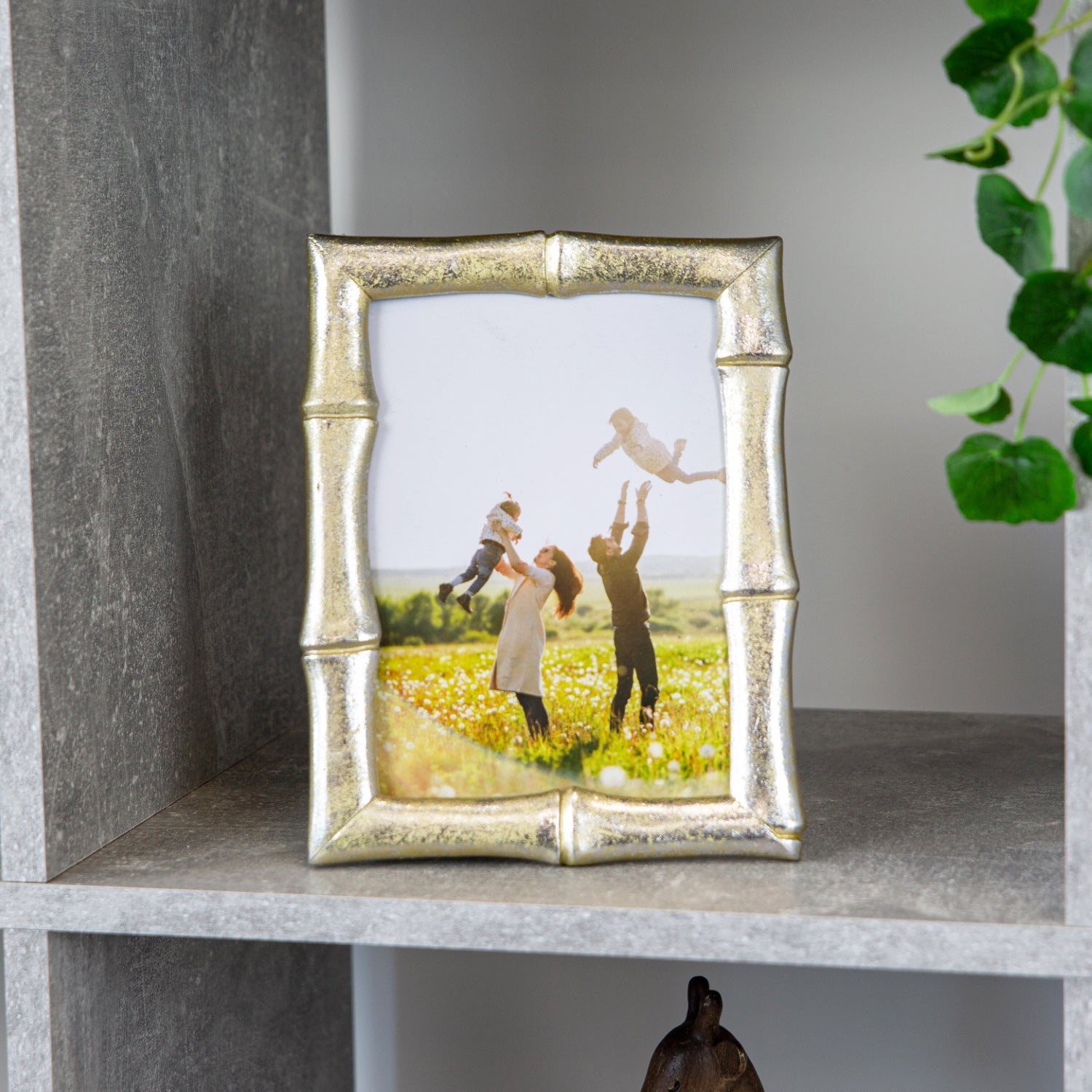 Modern 5x7 Resin Photo Frame with Bamboo Stalk Trim in Metallic Gold and Silver Image 7