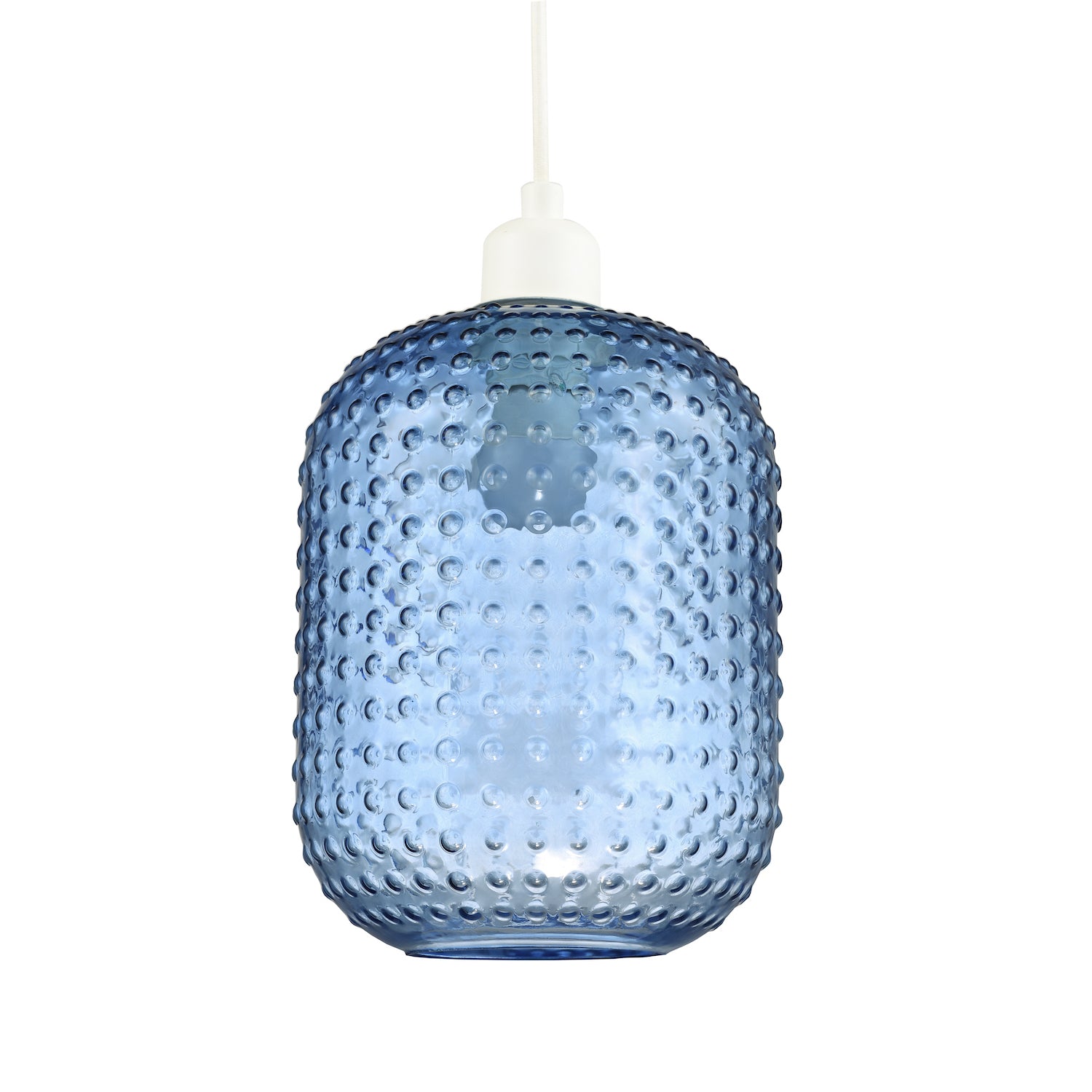 Modern Designer Midnight Navy Blue Rectangular Dimpled Glass Pendant Light Shade Image 1