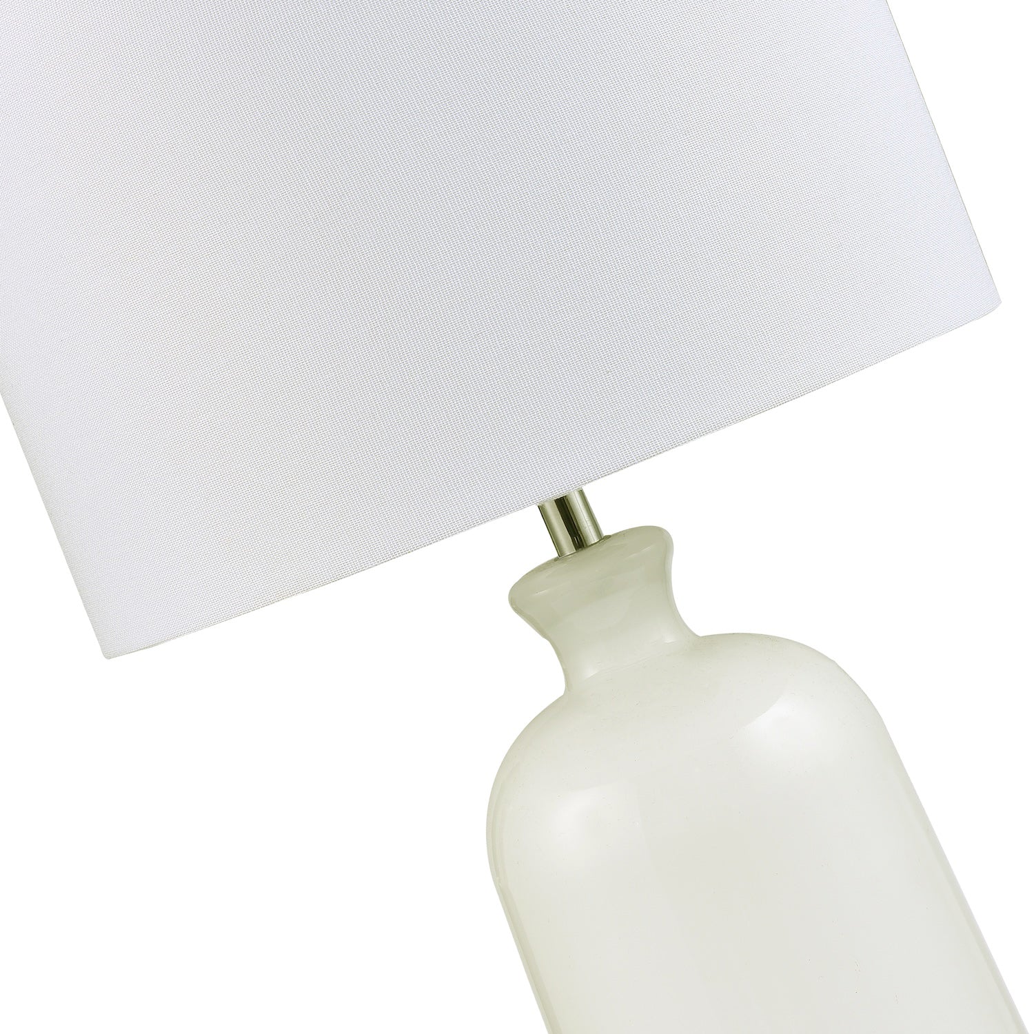 Classic Opal White Glass Table Lamp with White Linen Fabric Drum Lampshade Image 3