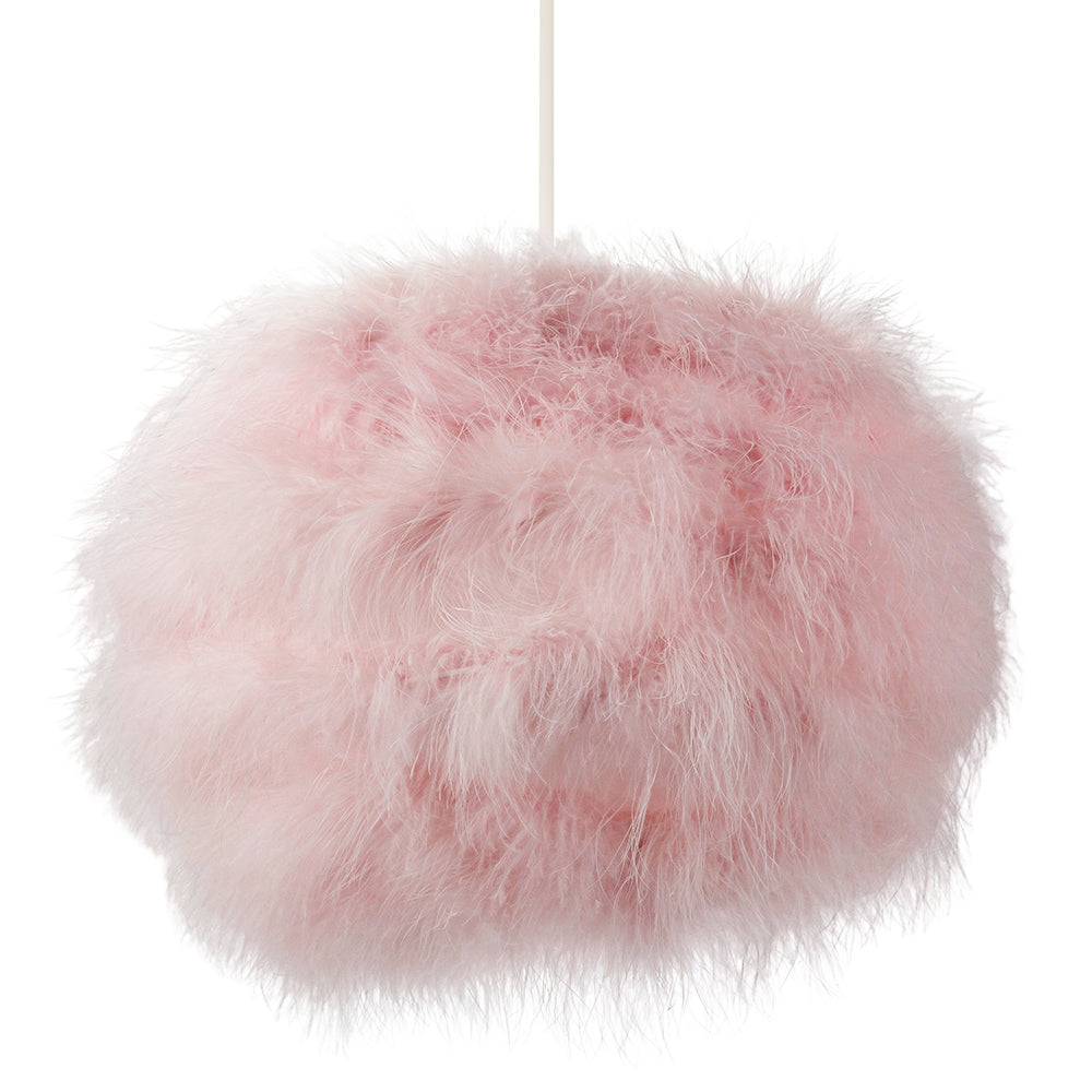 Modern and Distinctive Small Real Pink Feather Decorated Pendant Light Shade Image 1