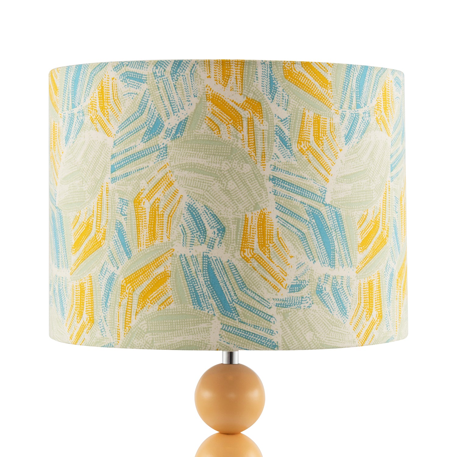 Chic Yellow Table Lamp with Graphic Style Multi Colour Fabric Shade Image 5