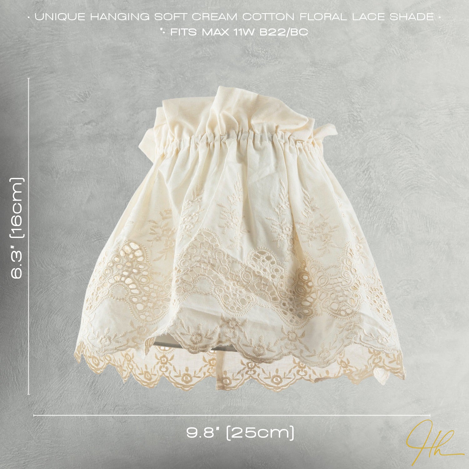 Modern Cream Cotton Fabric Pendant Lamp Shade with Floral Lace Design Image 7